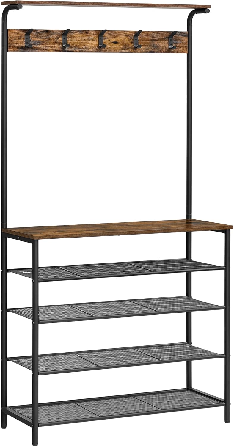 Garderobenständer mit Schuhregal vintagebraun-schwarz