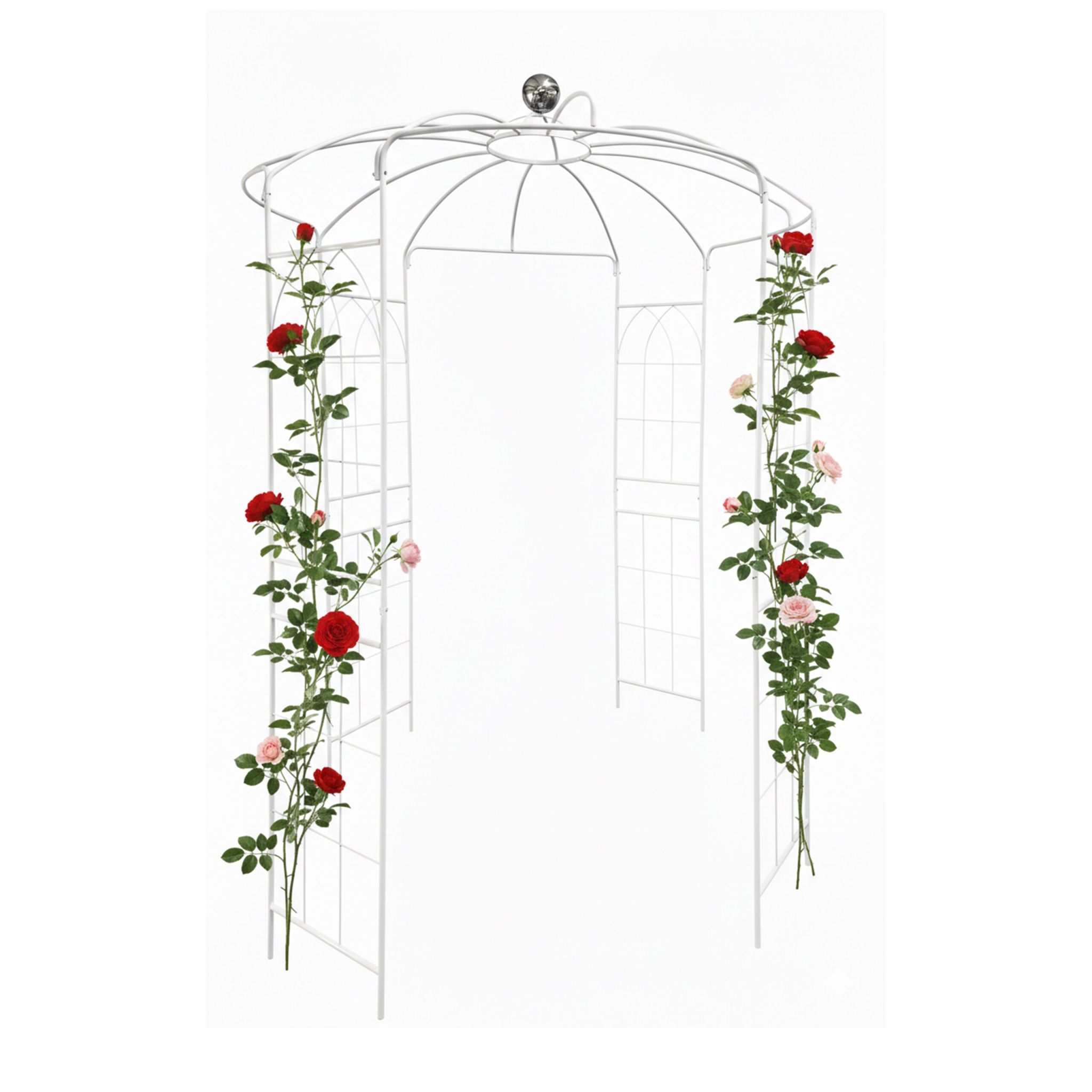 Rosenpavillon Metall Weiss-Silber