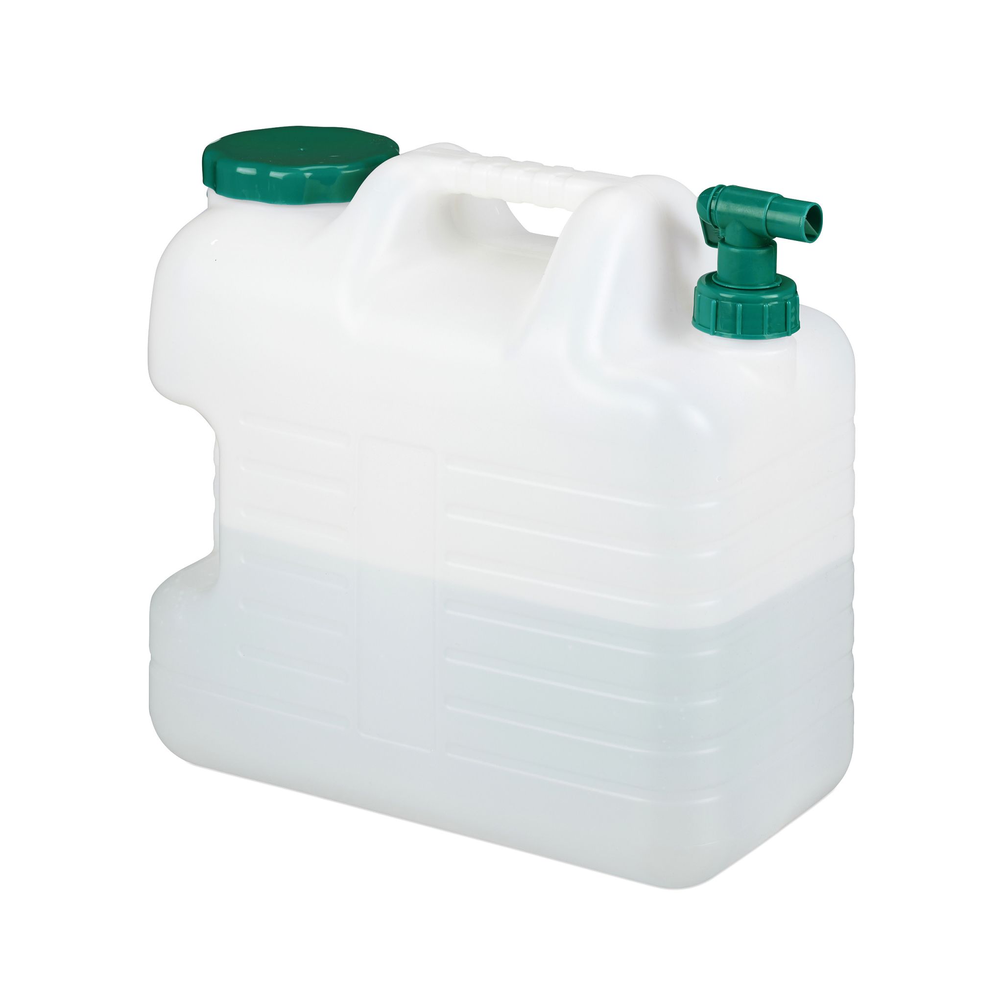 Wasserkanister mit Hahn Weiss-Dunkelgrün