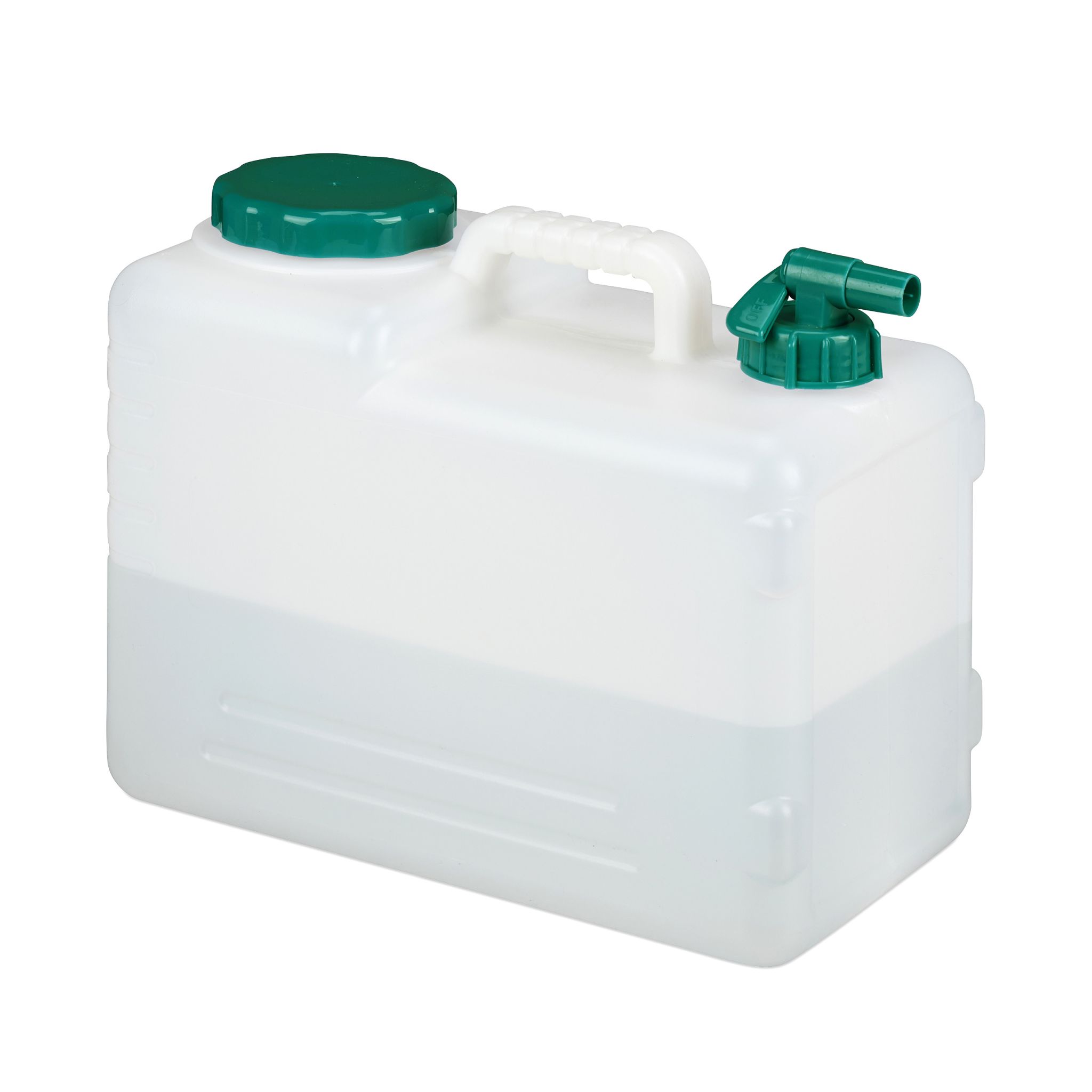 Wasserkanister mit Hahn Weiss-Dunkelgrün