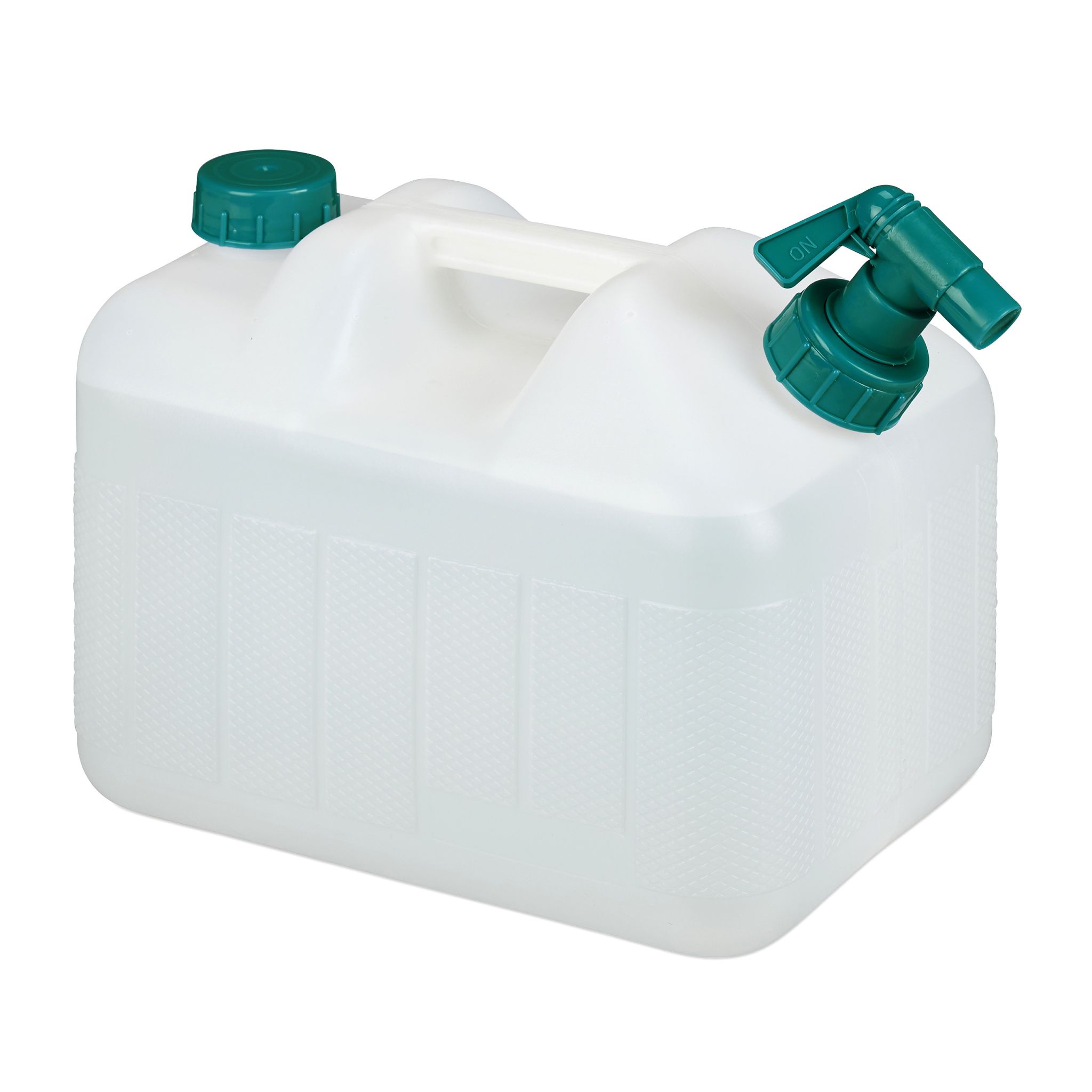 Wasserkanister mit Hahn Weiss-Dunkelgrün