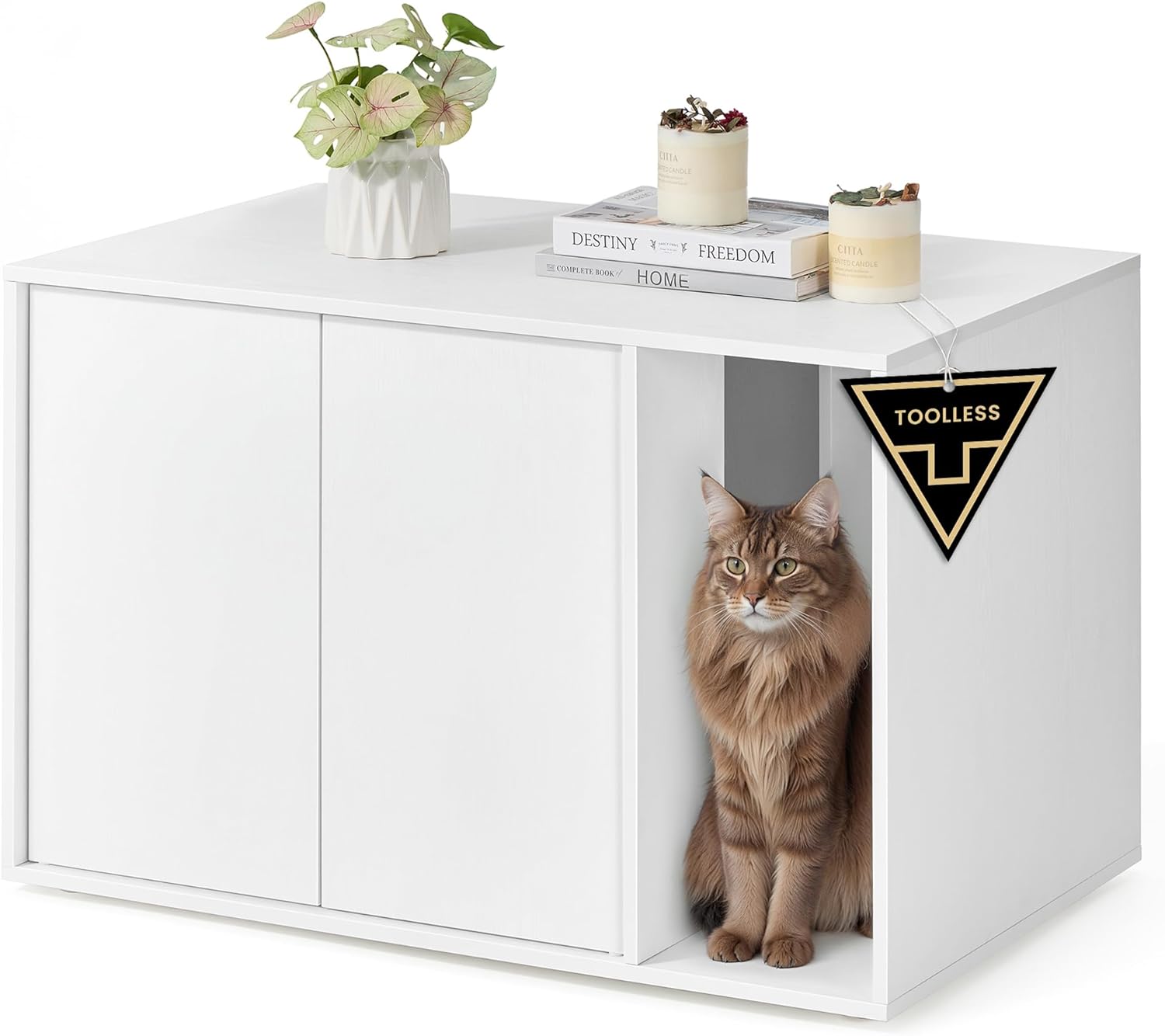 Katzenschrank Werkzeuglose Montage Minimalistisch Schneeweiss