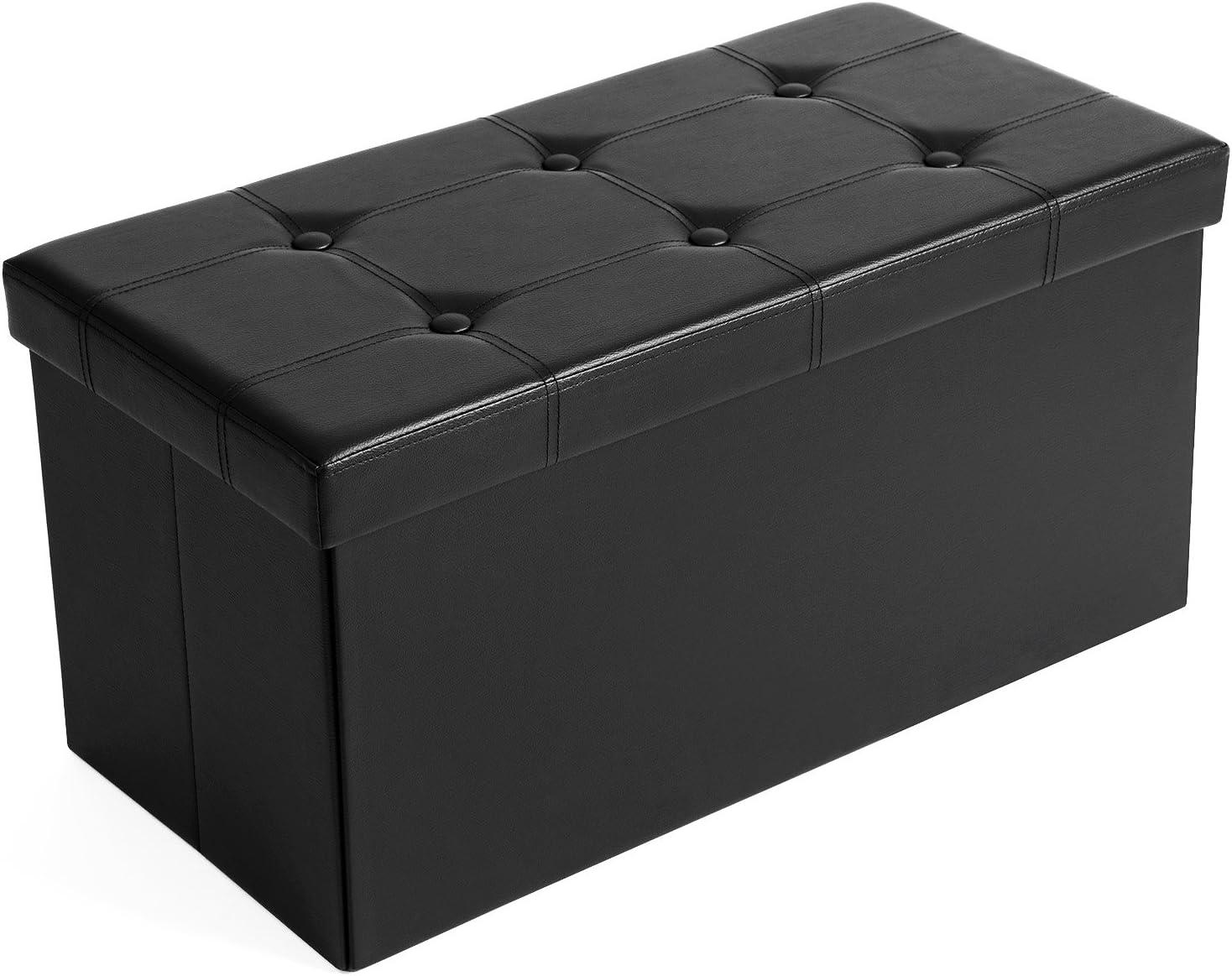 Sitzbank mit Stauraum Kunstleder Schwarz