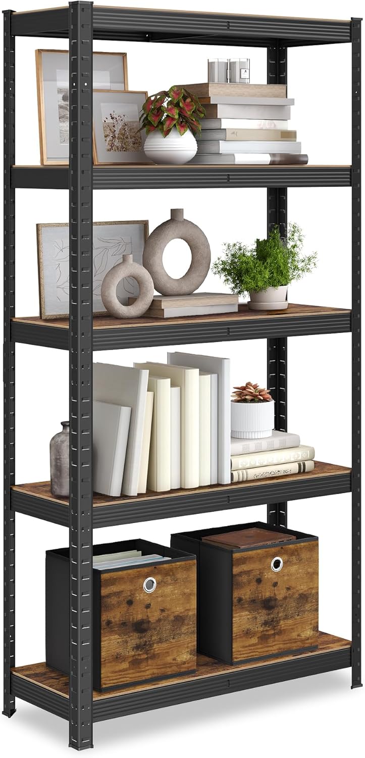 Standregal Industrie-Design mit 5 Ablagen, bis 650 kg belastbar, vintagebraun-schwarz
