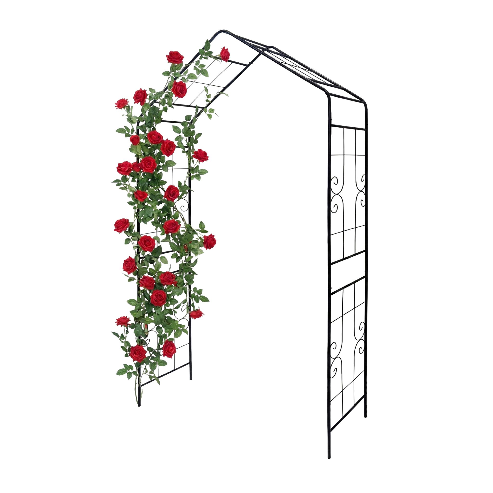 Rosenbogen mit Spitzdach Schwarz