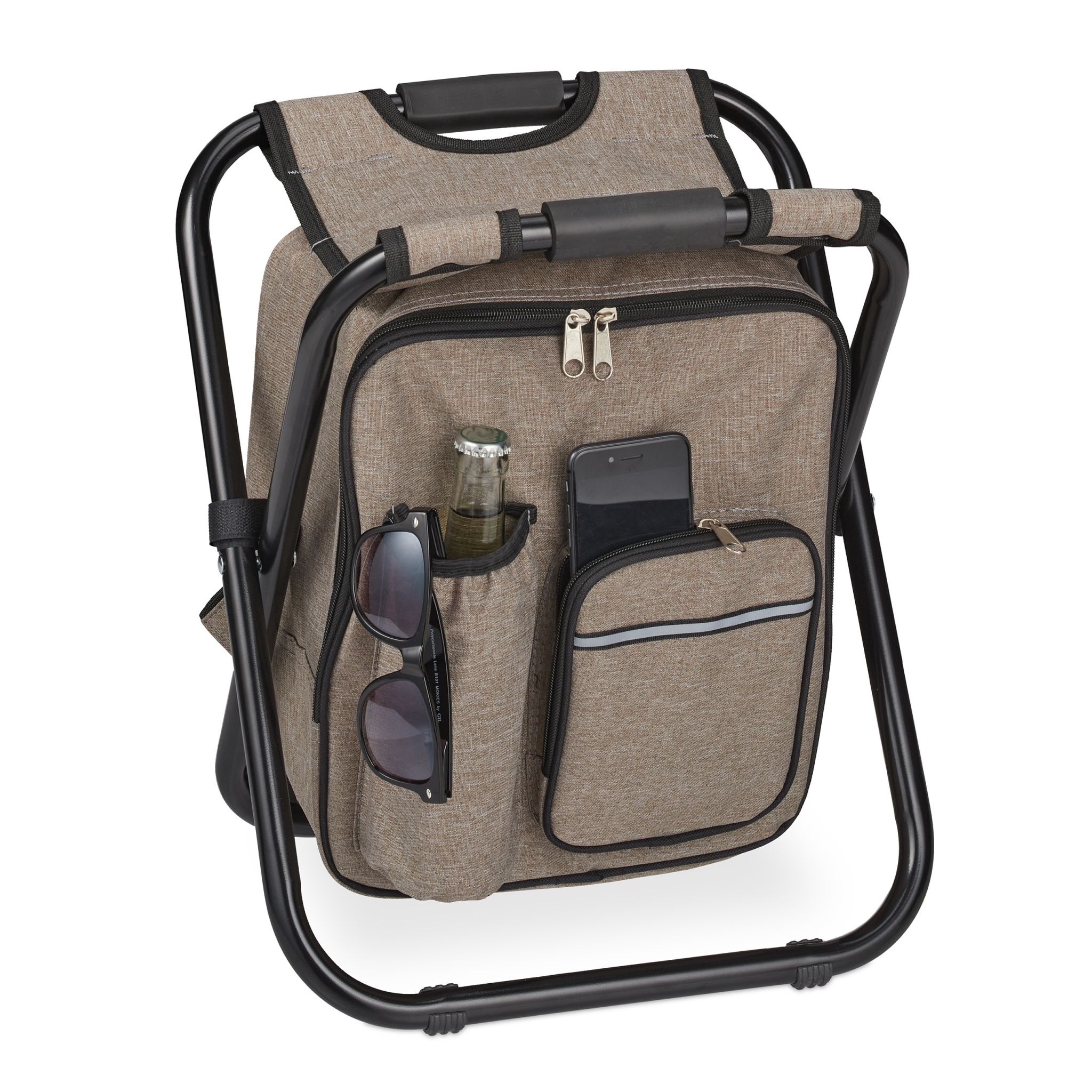 Klappbarer Campinghocker mit Tasche Beige-Schwarz