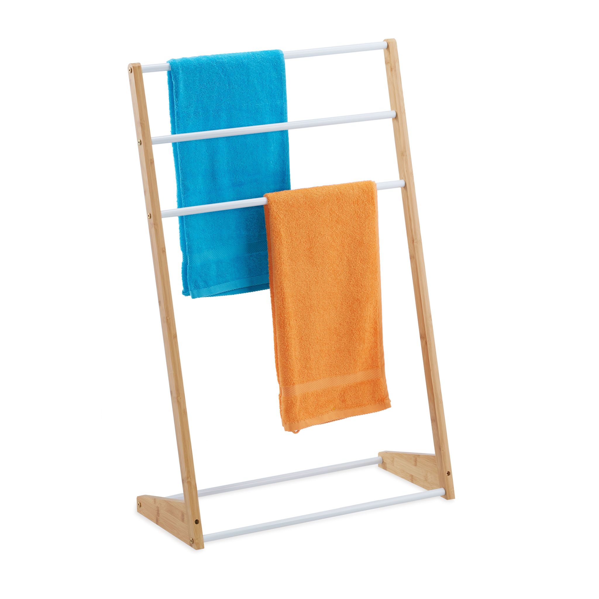 Stehender Handtuchhalter Weiss-Hellbraun