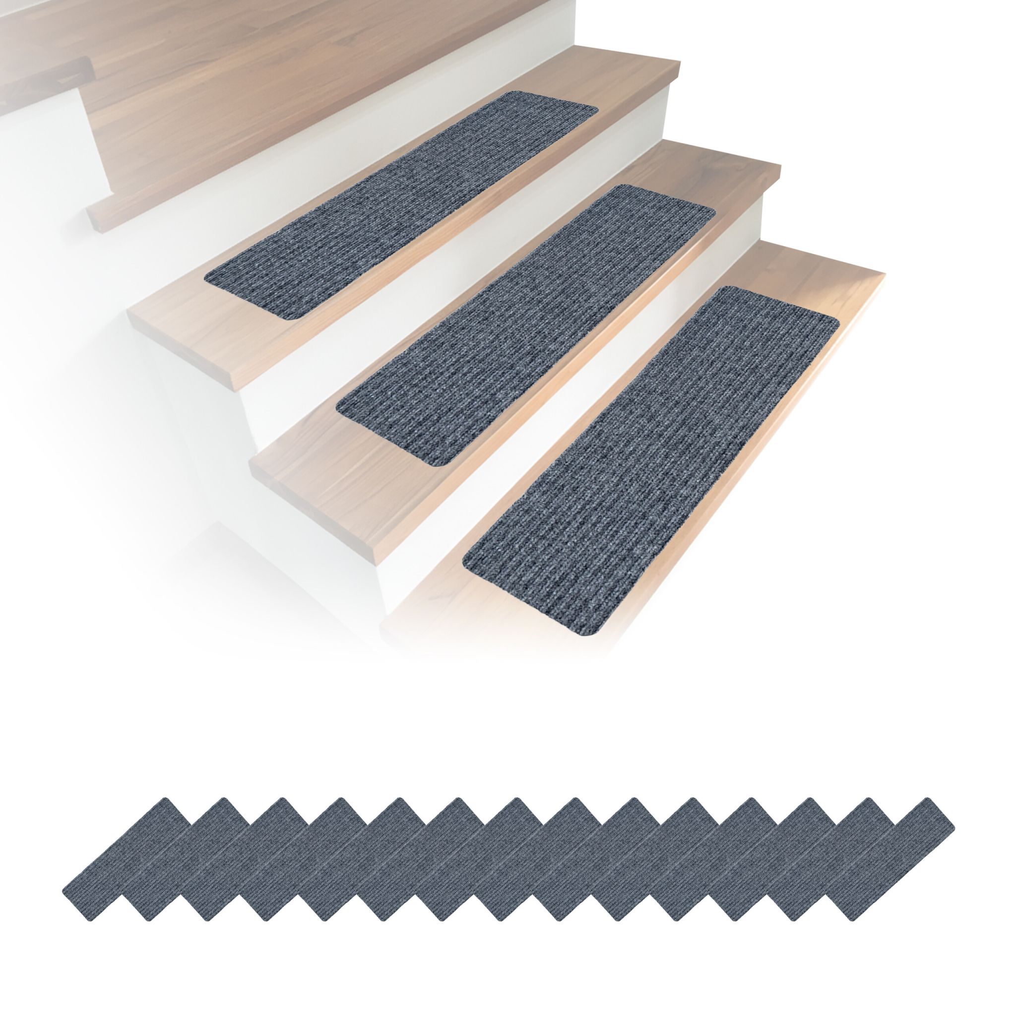 Rechteckige Stufenmatten 16er-Set 65x20 Grau