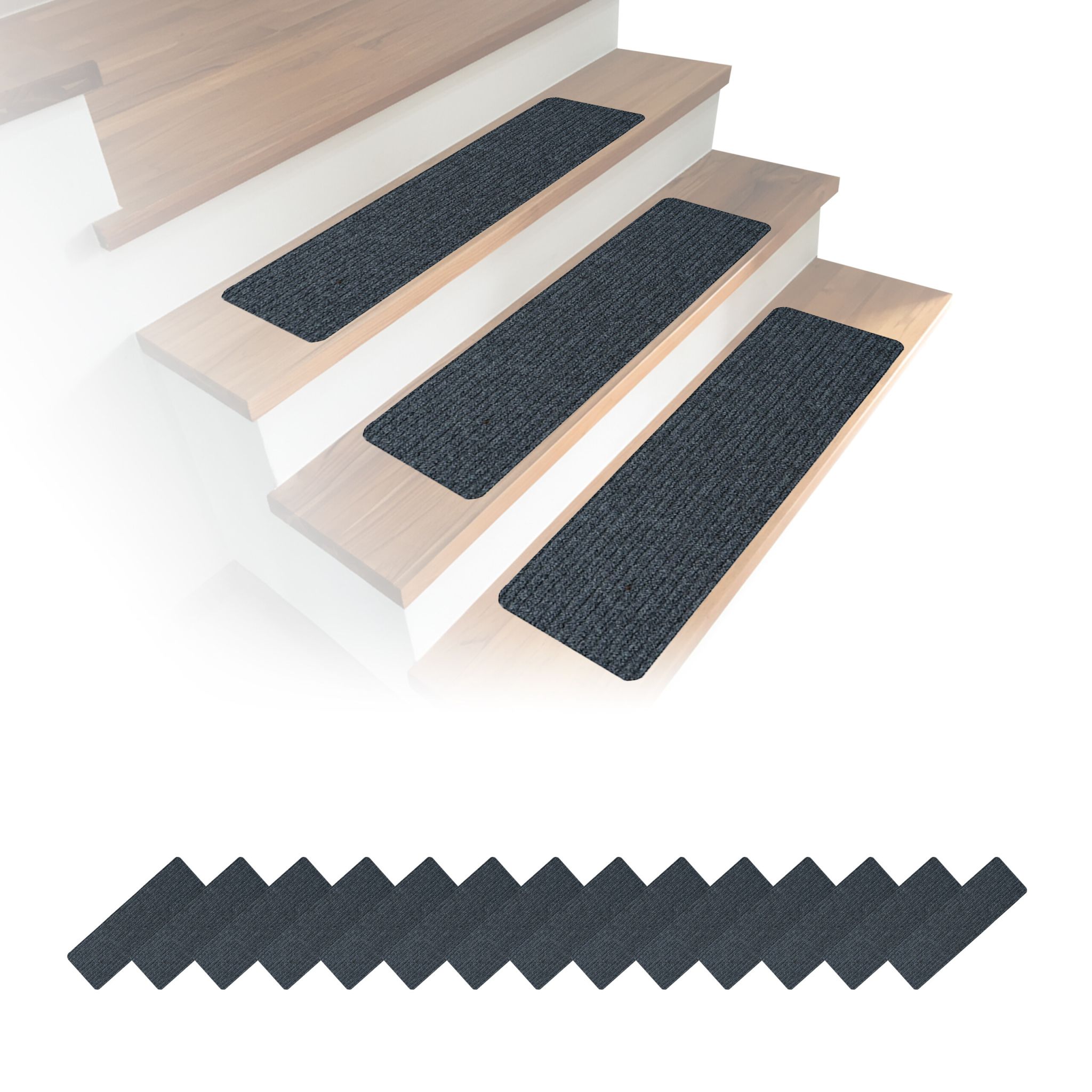 Rechteckige Stufenmatten 16er-Set 65x20 Anthrazit