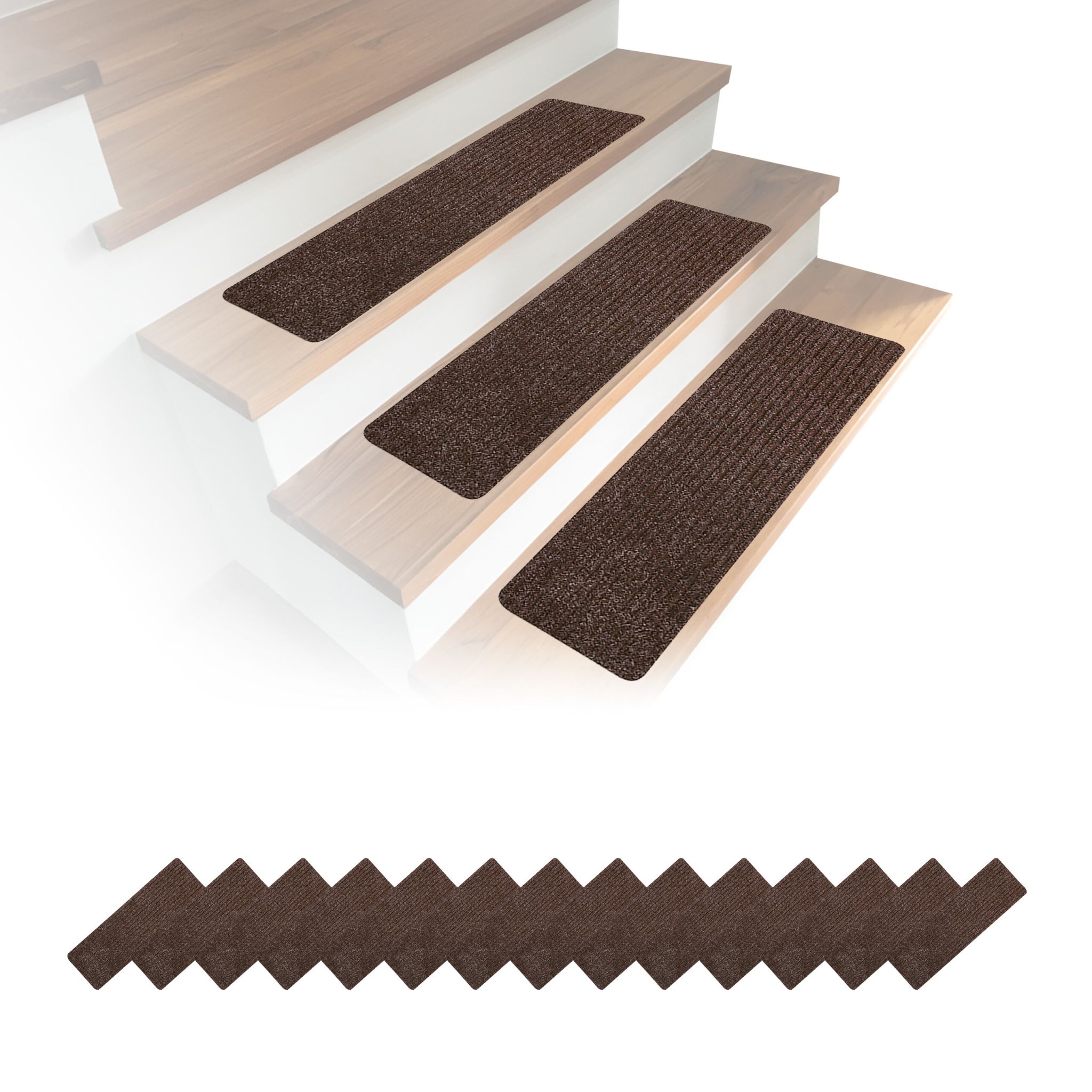 Rechteckige Stufenmatten 16er-Set 65x20 Braun