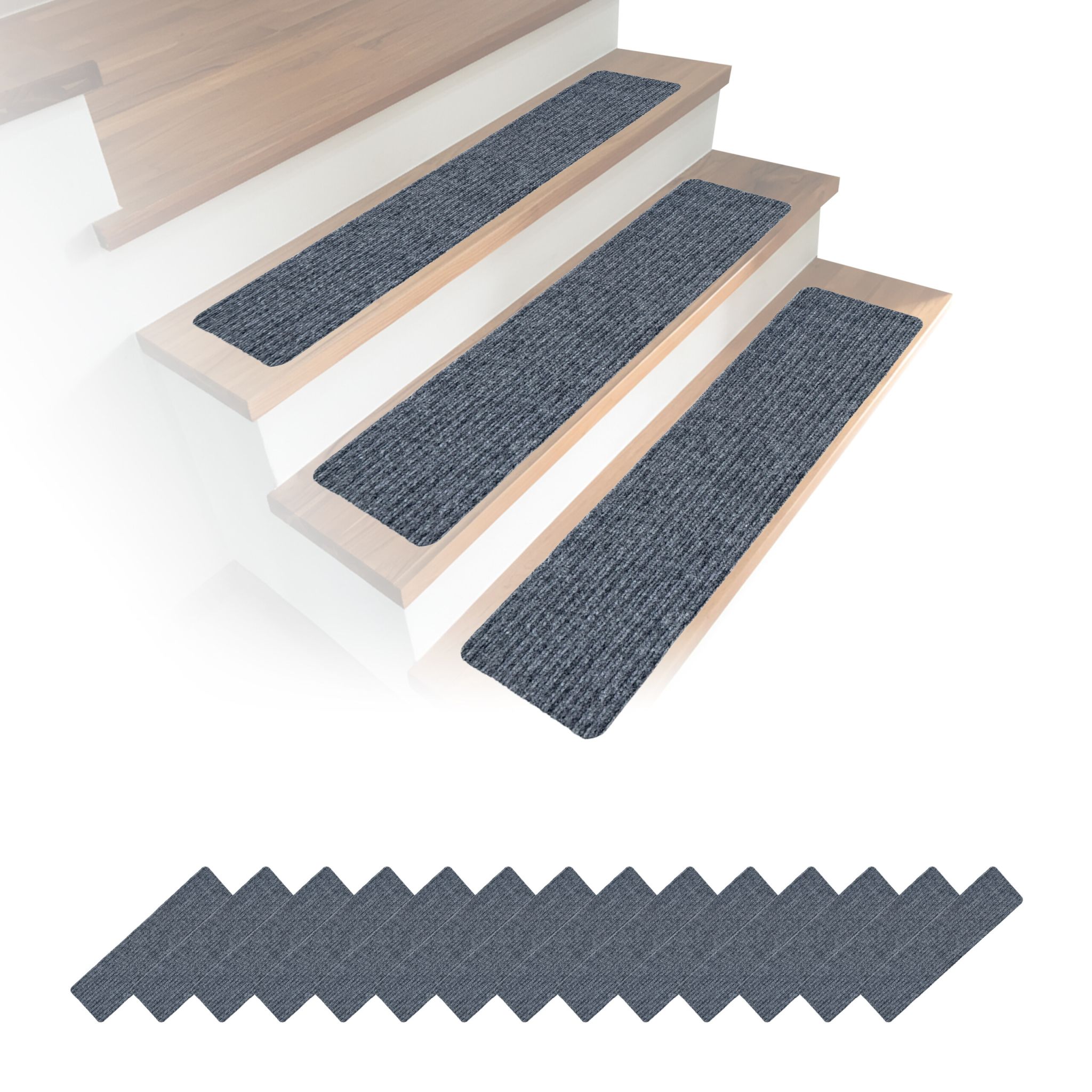 Rechteckige Stufenmatten 16er-Set 75x20 Grau