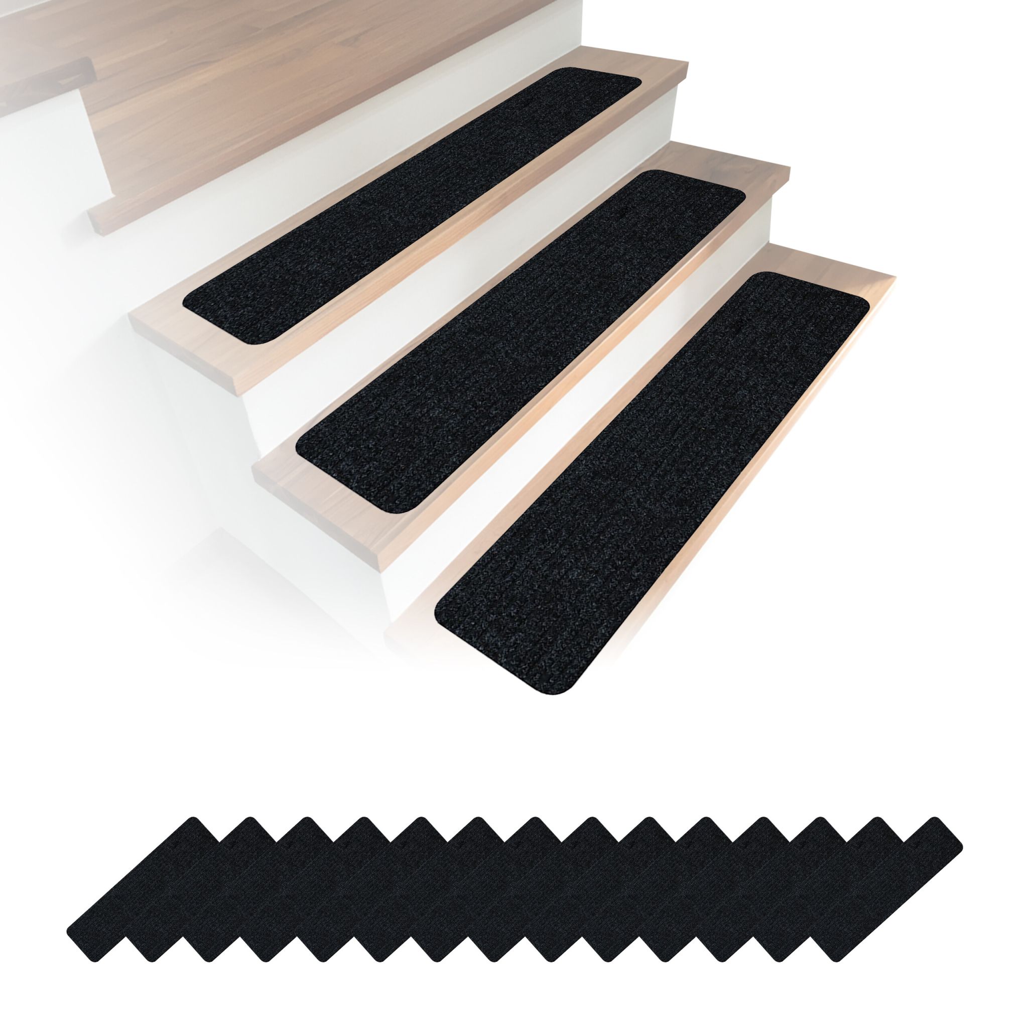 Rechteckige Stufenmatten 16er-Set 75x20 Schwarz