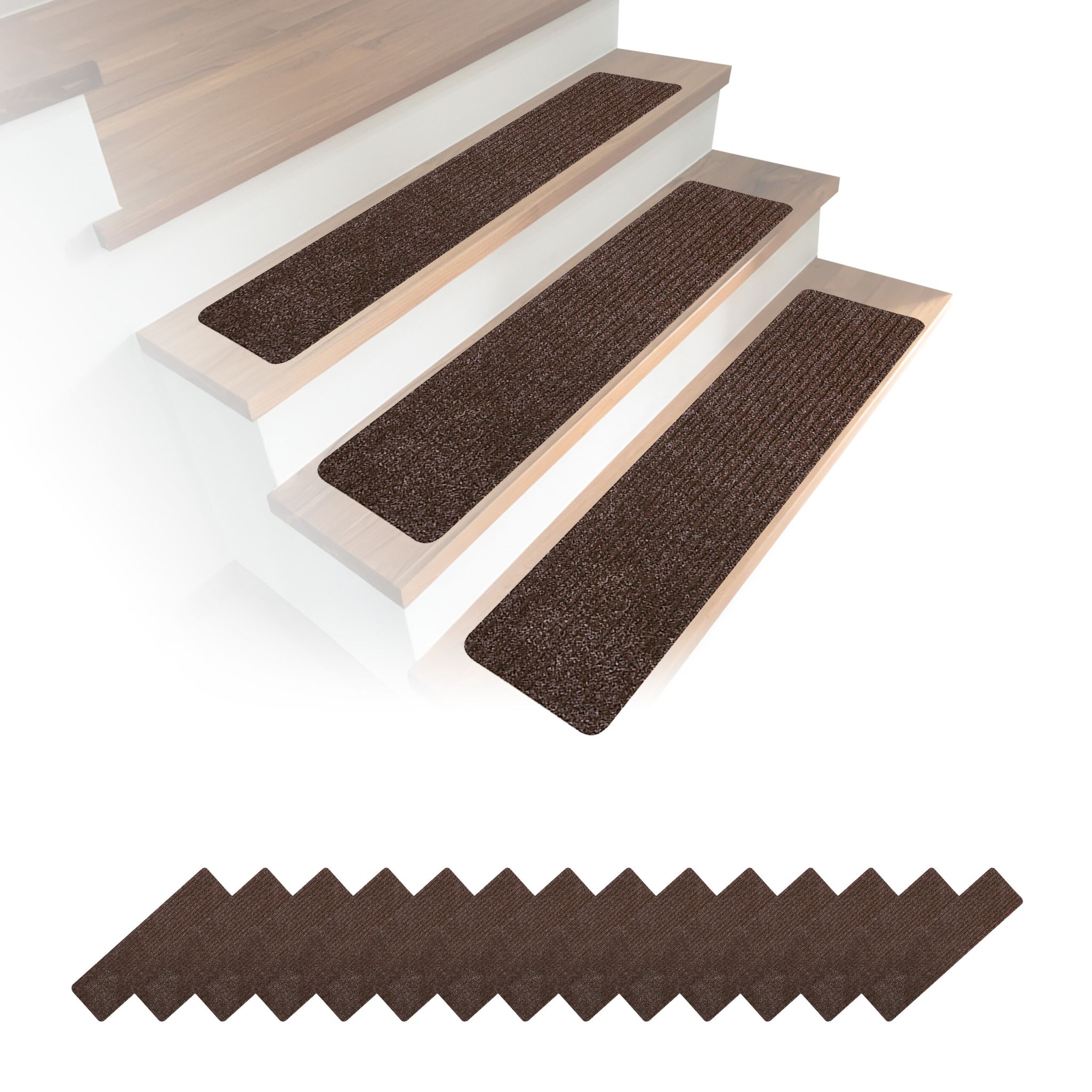 Rechteckige Stufenmatten 16er-Set 75x20 Braun