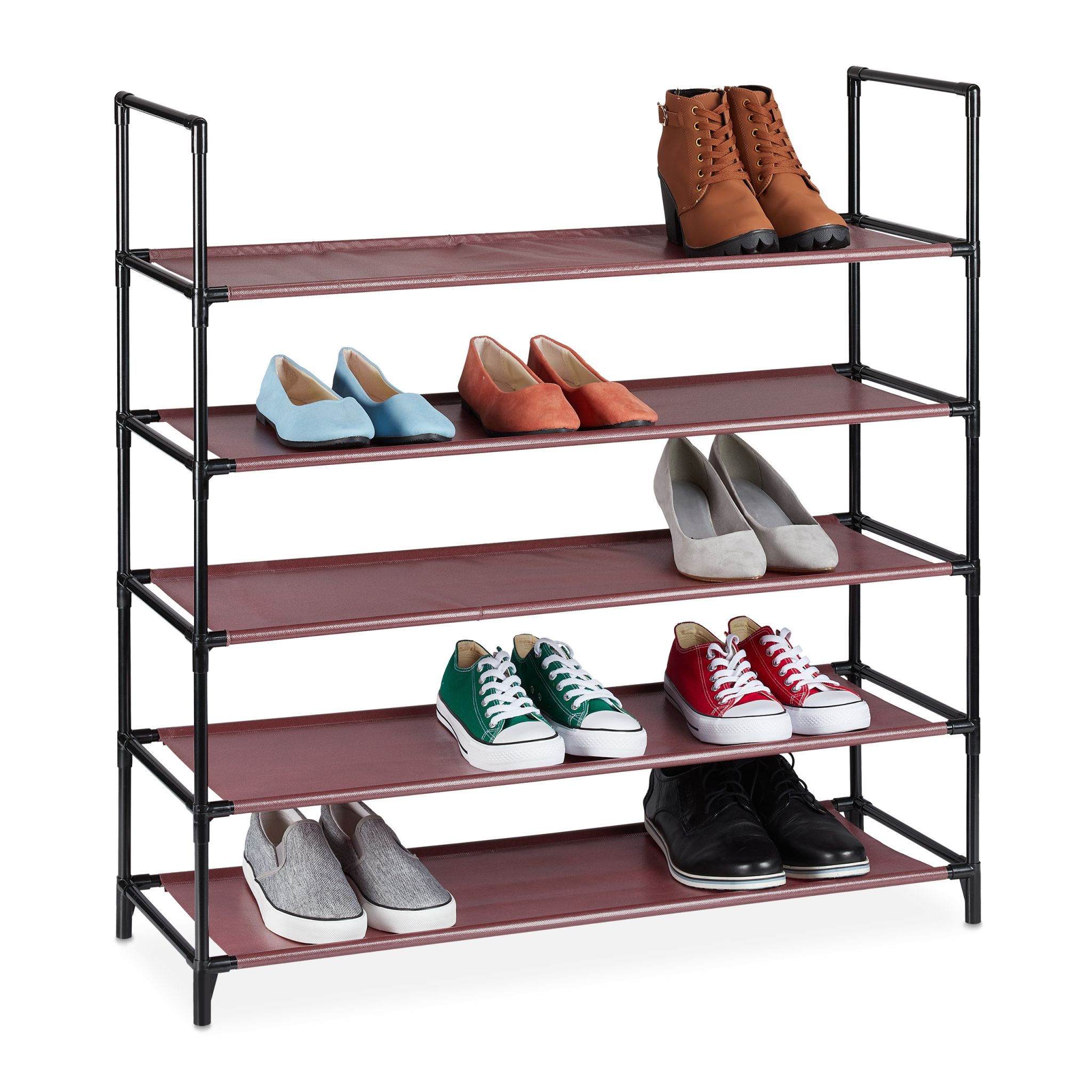 Schuhregal Stecksystem XL Dunkelrot-Schwarz