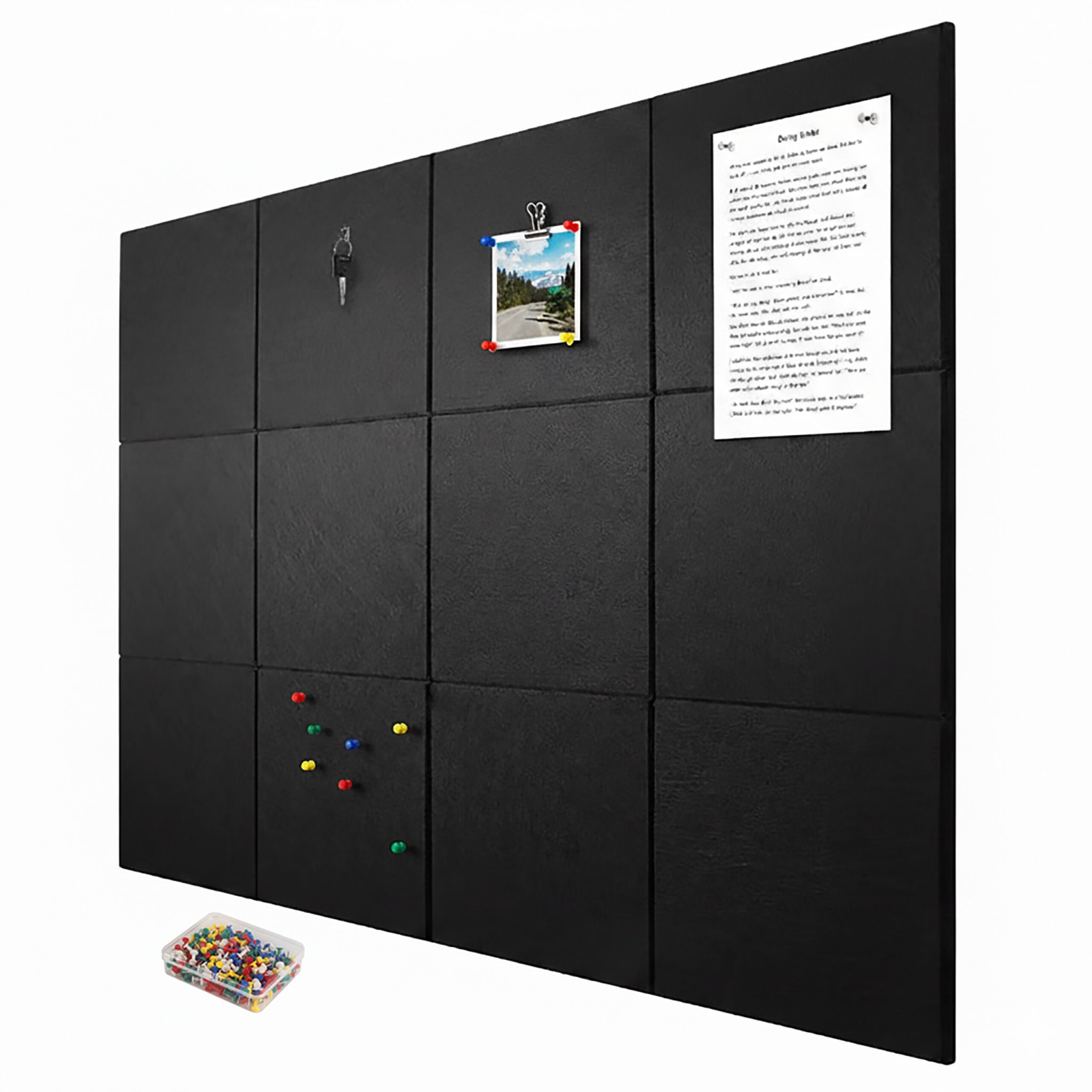 Filzpinnwandquadrate selbstklebend 12er-Set Schwarz