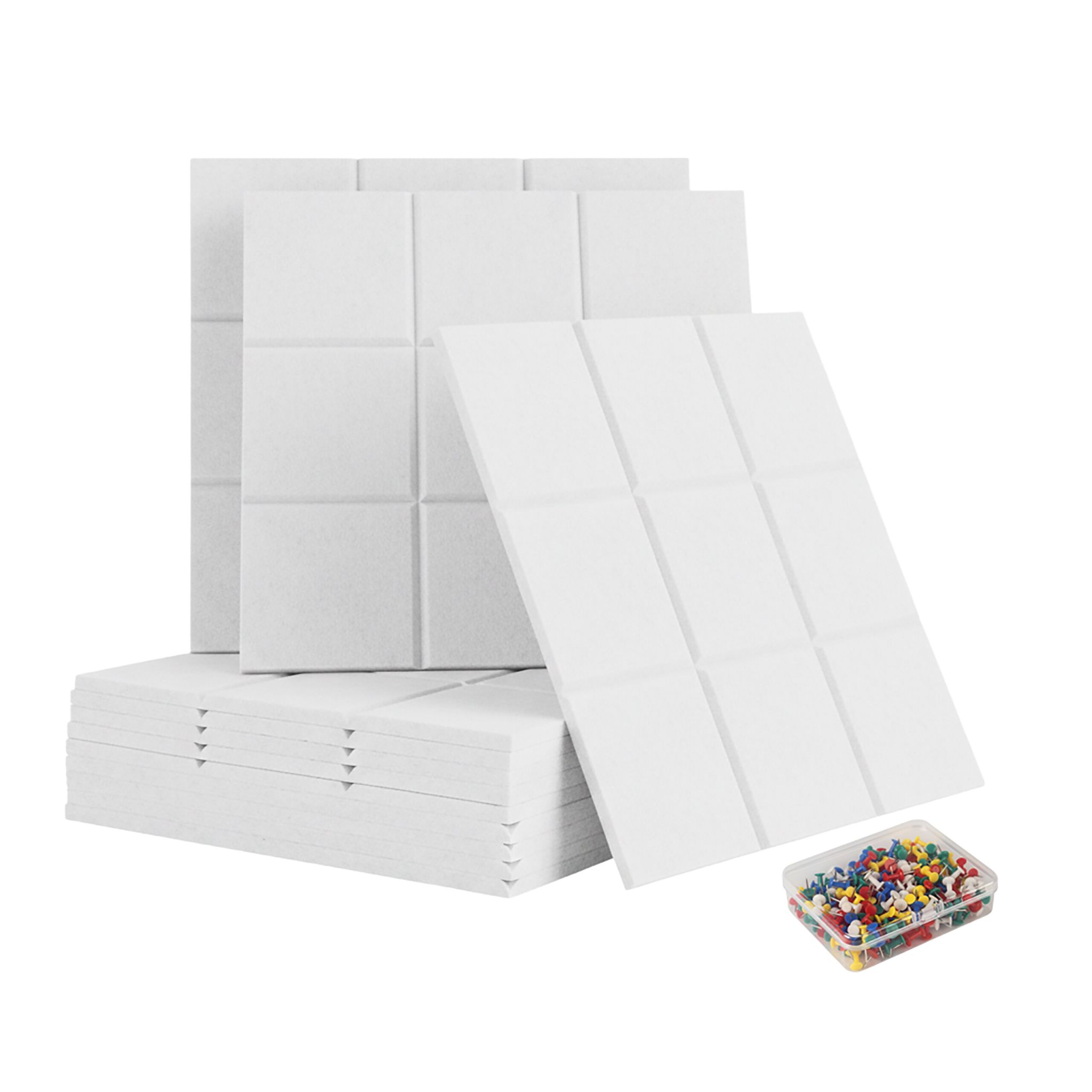 Filzpinnwandquadrate selbstklebend 12er-Set Weiss