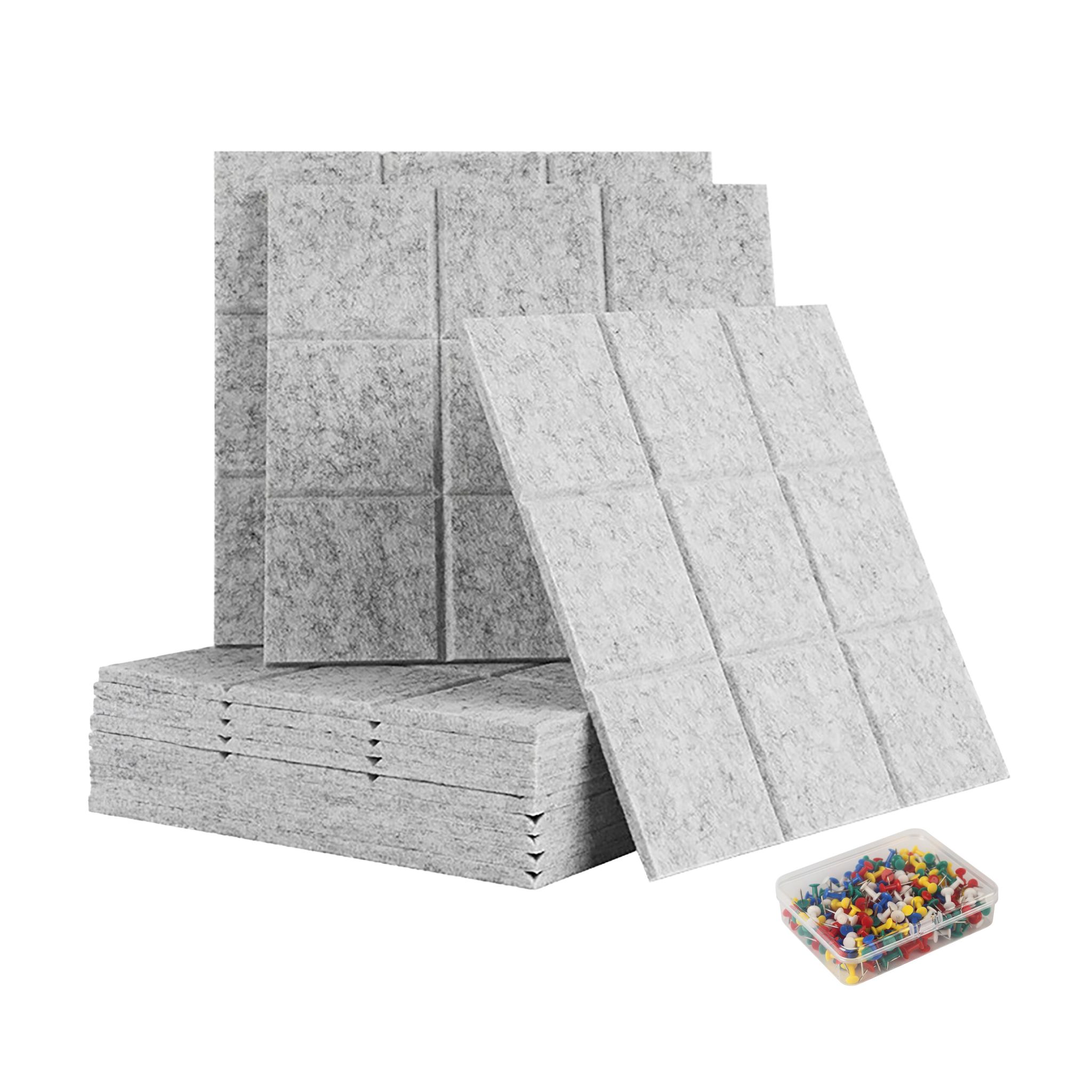Filzpinnwandquadrate selbstklebend 12er-Set Grau