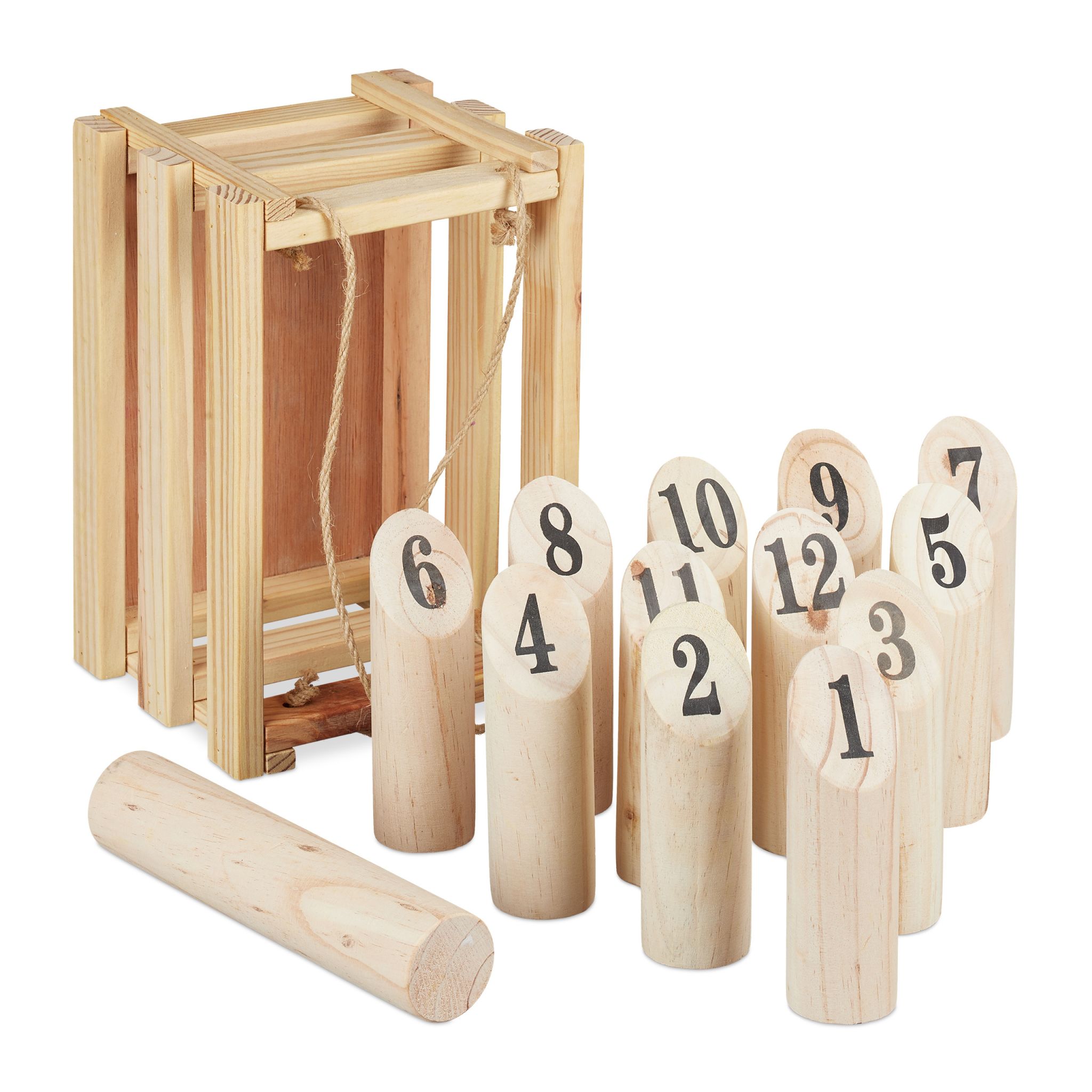 Kubb mit Transportbox Hellbraun