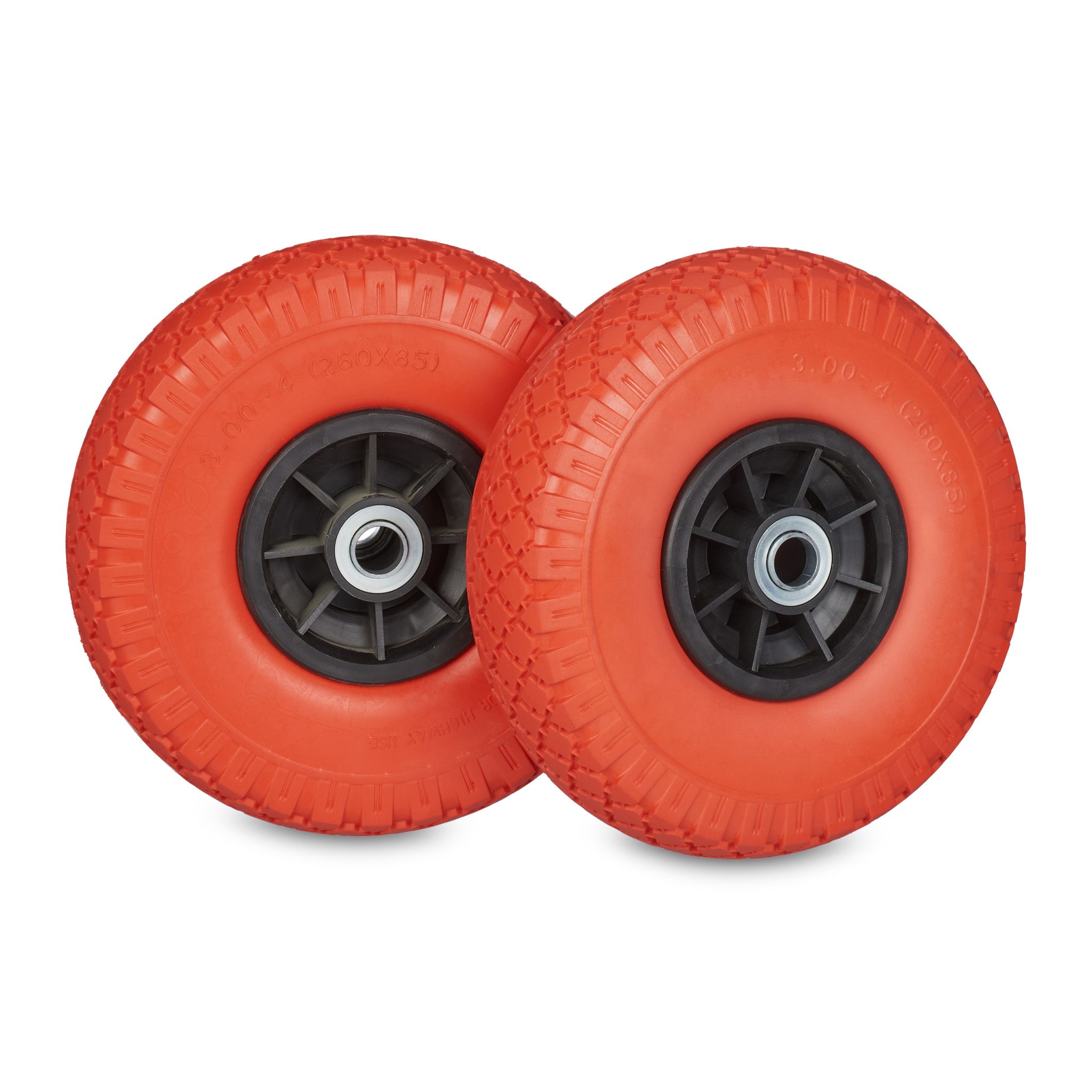 Sackkarrenrad 2er-Set PU 3.00-4 Rot-Schwarz
