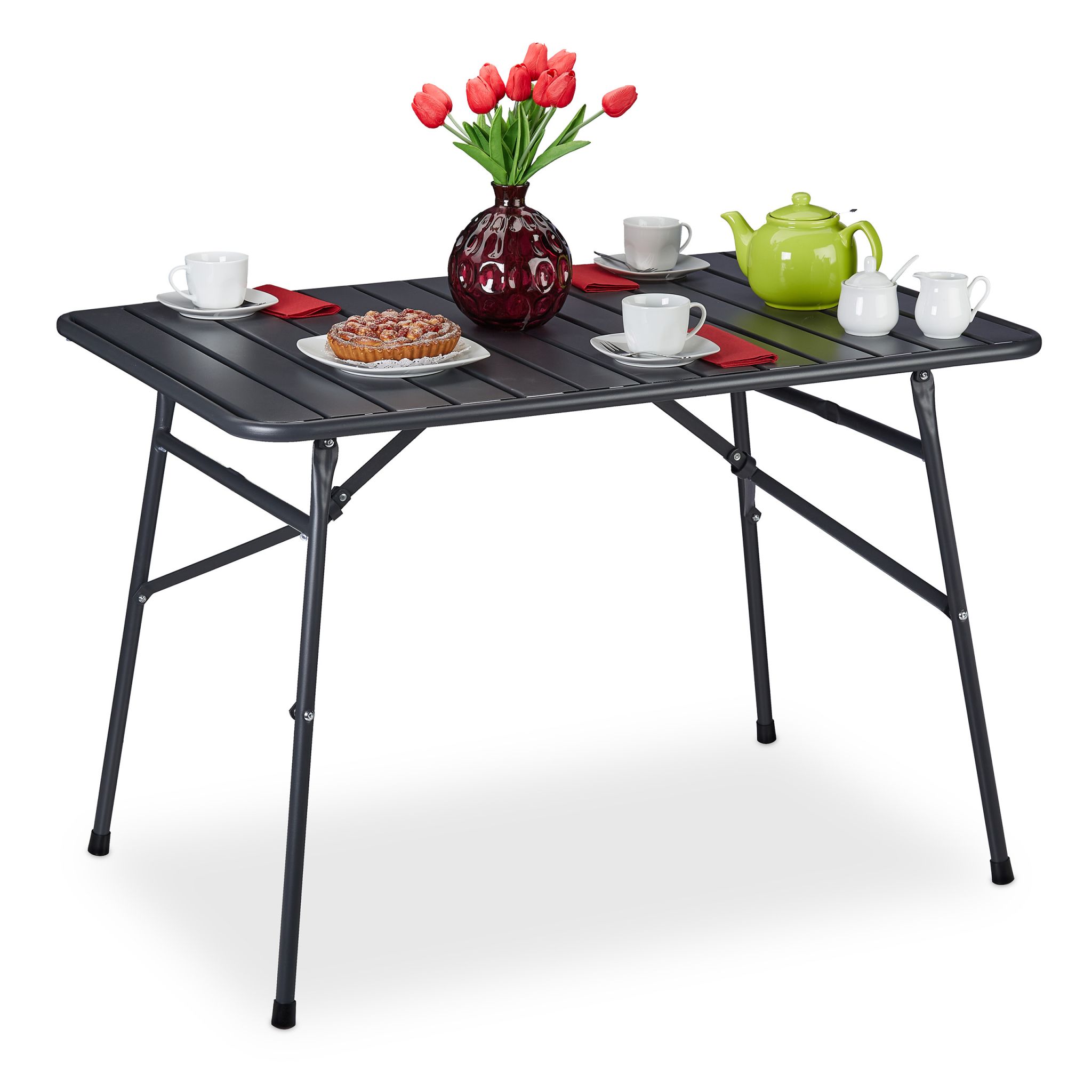 Gartentisch klappbar Metall Anthrazit