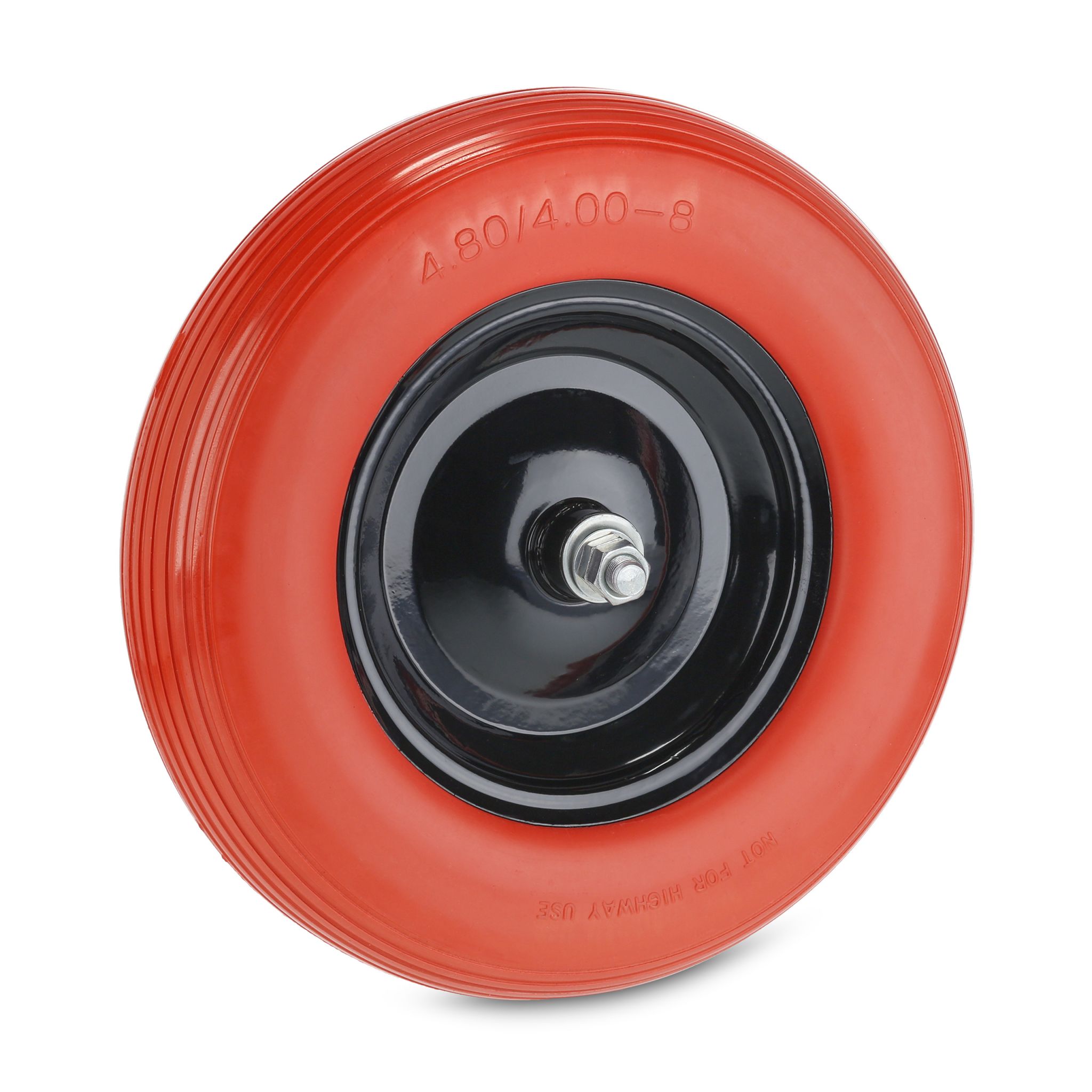 Schubkarrenrad 4.80 4.00-8 + Achse Rot-Schwarz