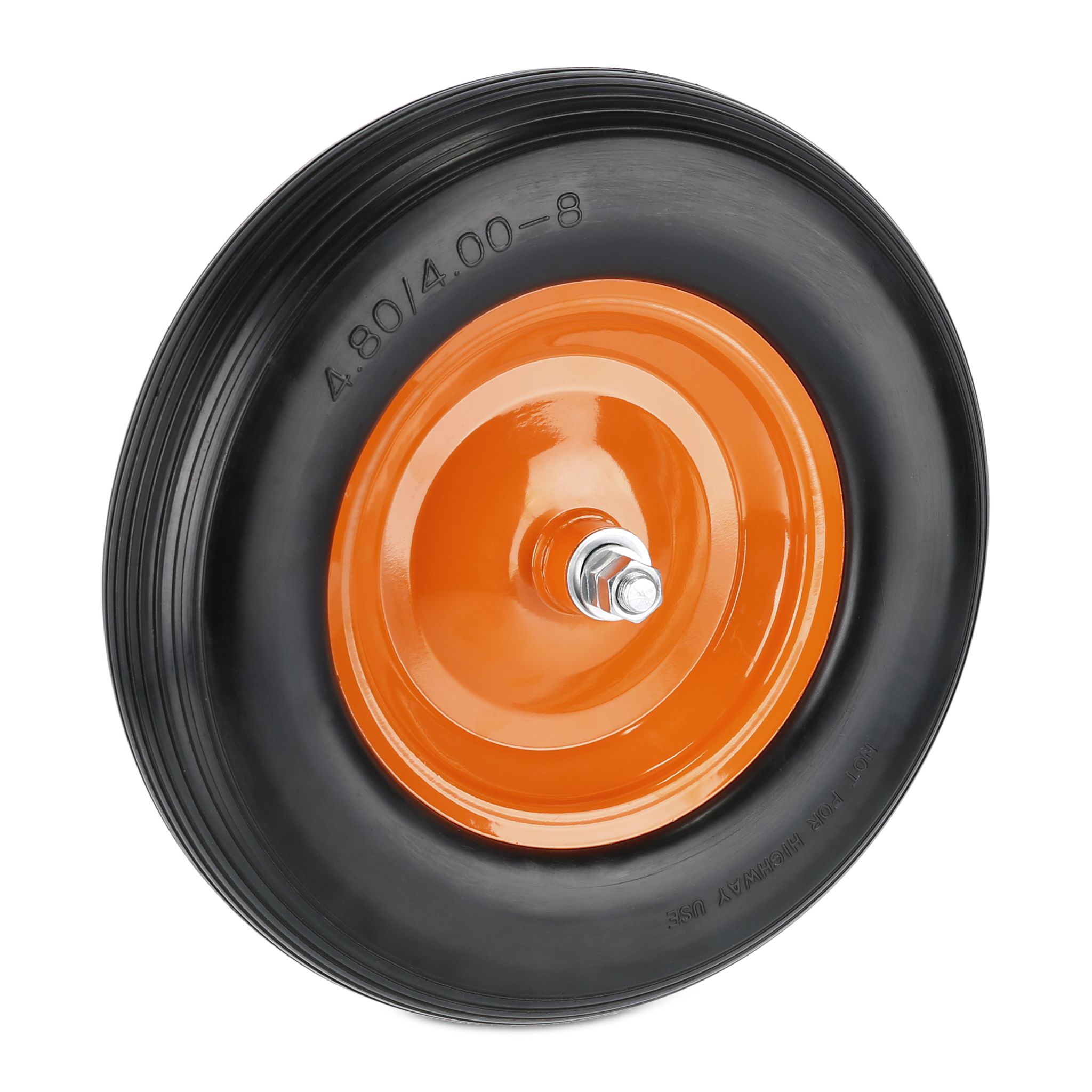 Schubkarrenrad mit Achse 4.80 4.00-8 Orange-Schwarz