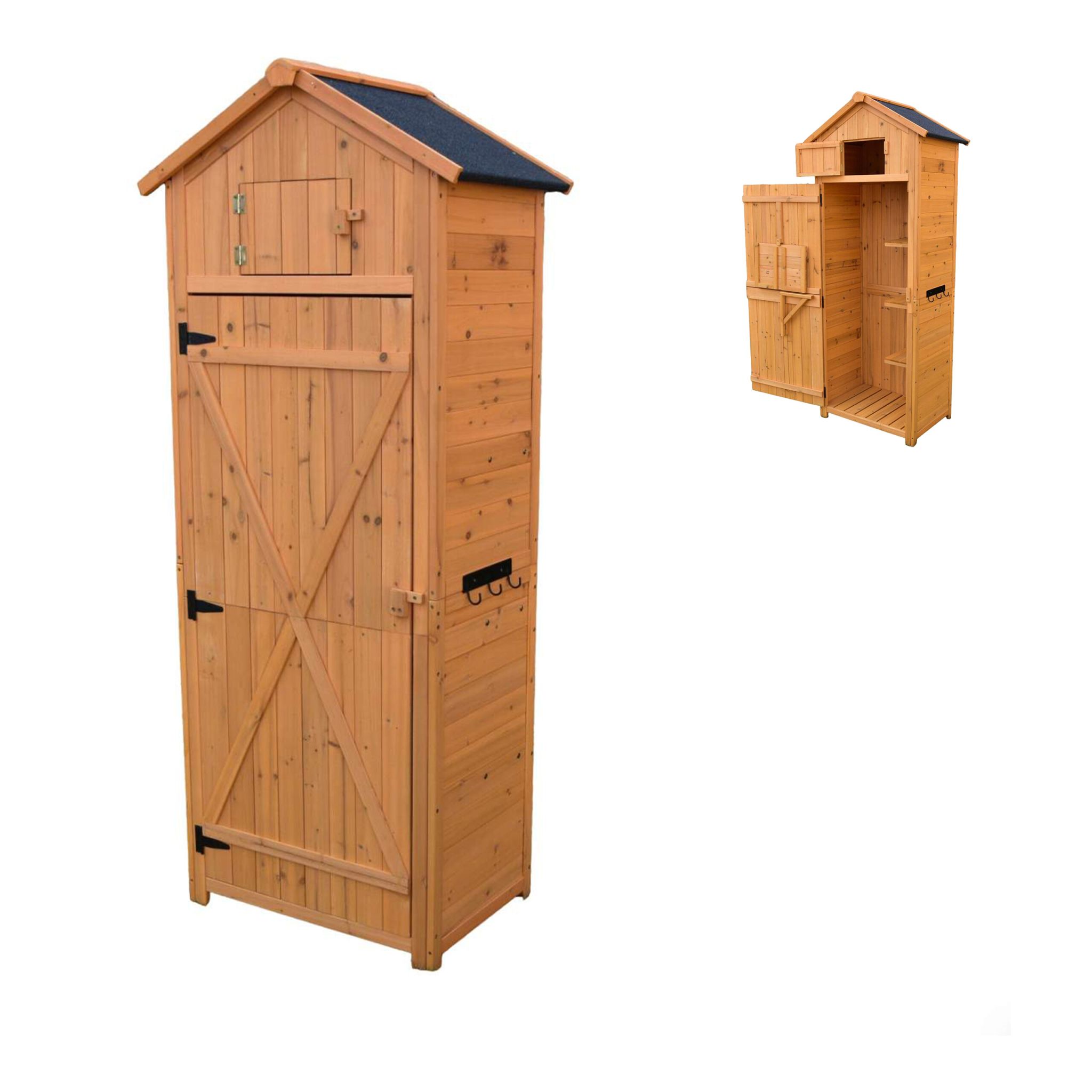 Gartenschrank Holz Orange-Schwarz