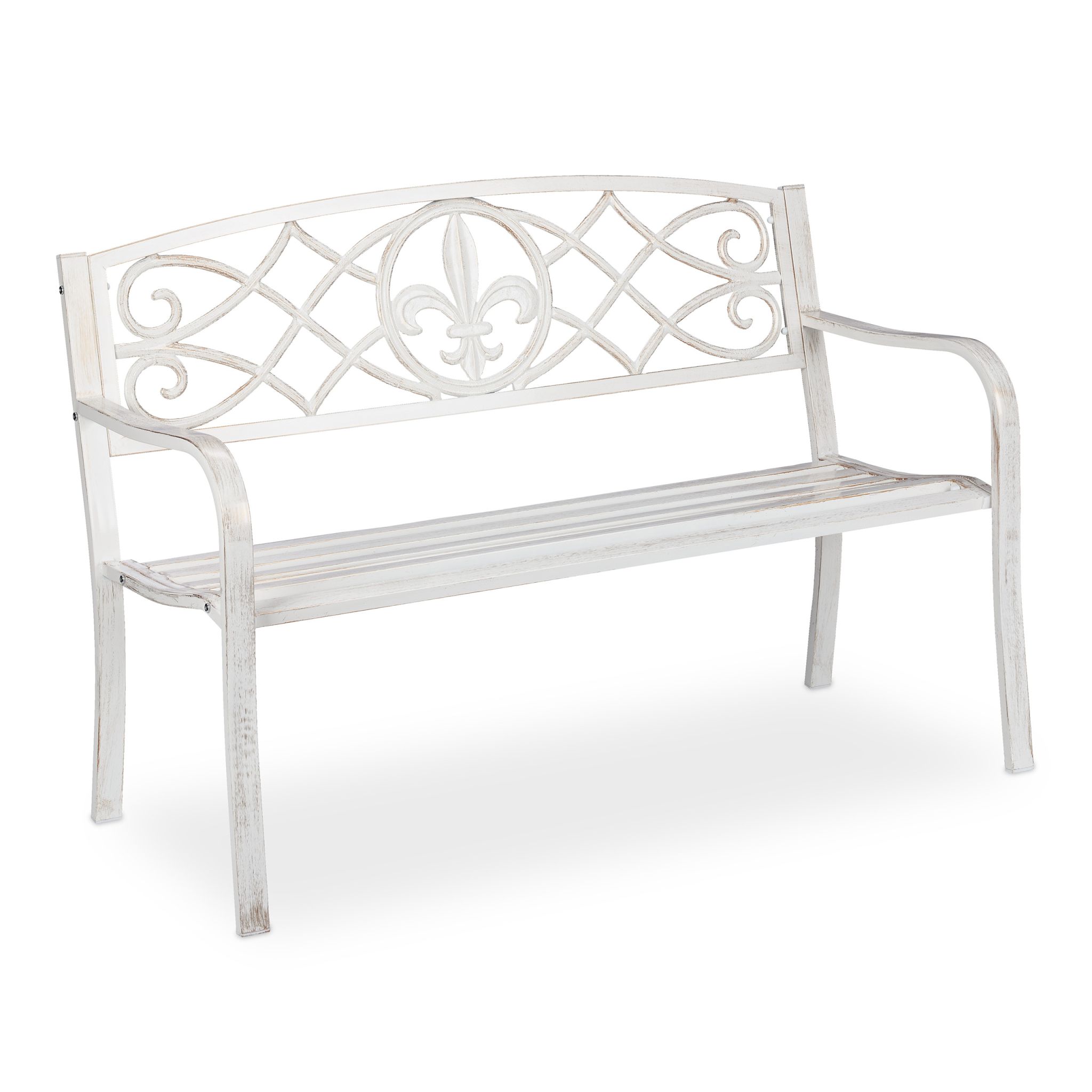 Gartenbank Metall Weiss-Braun