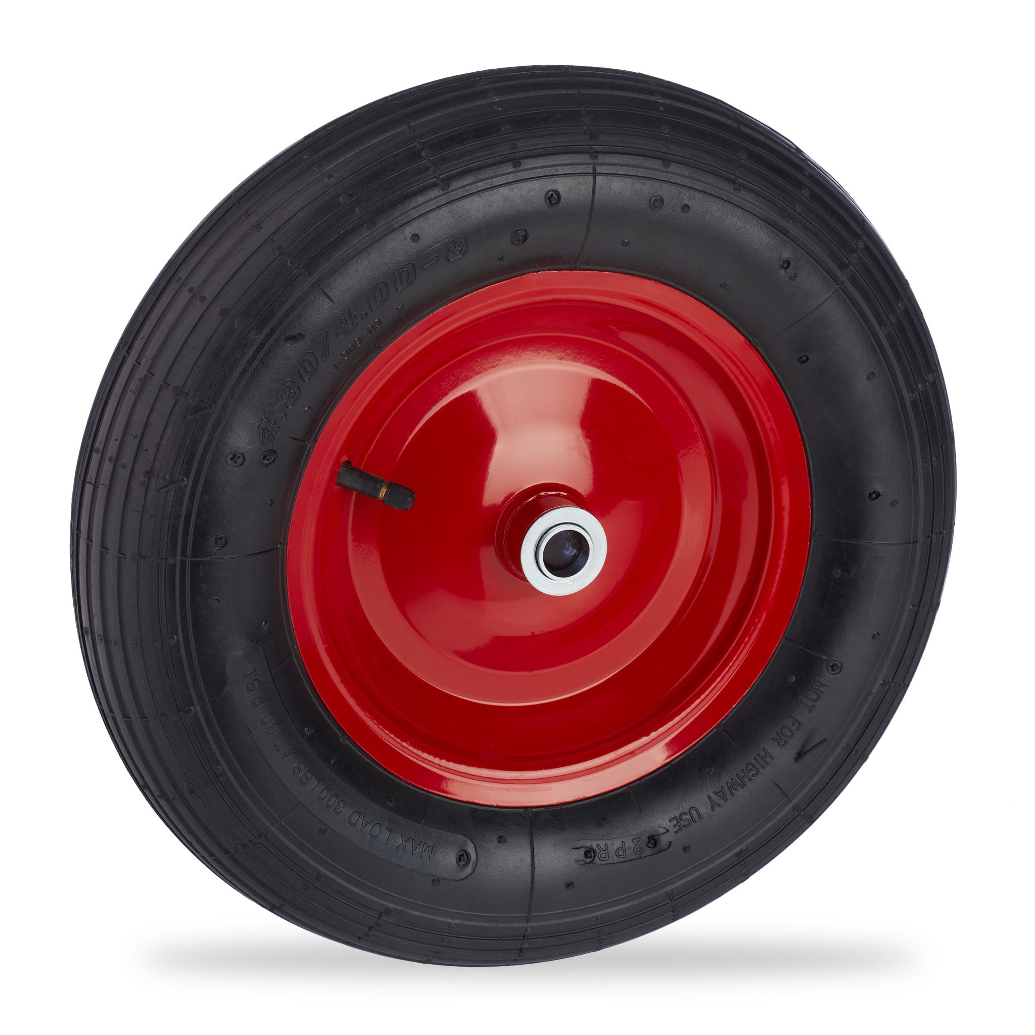 Luftbereiftes Schubkarrenrad 4.80 4.00-8 Rot-Schwarz
