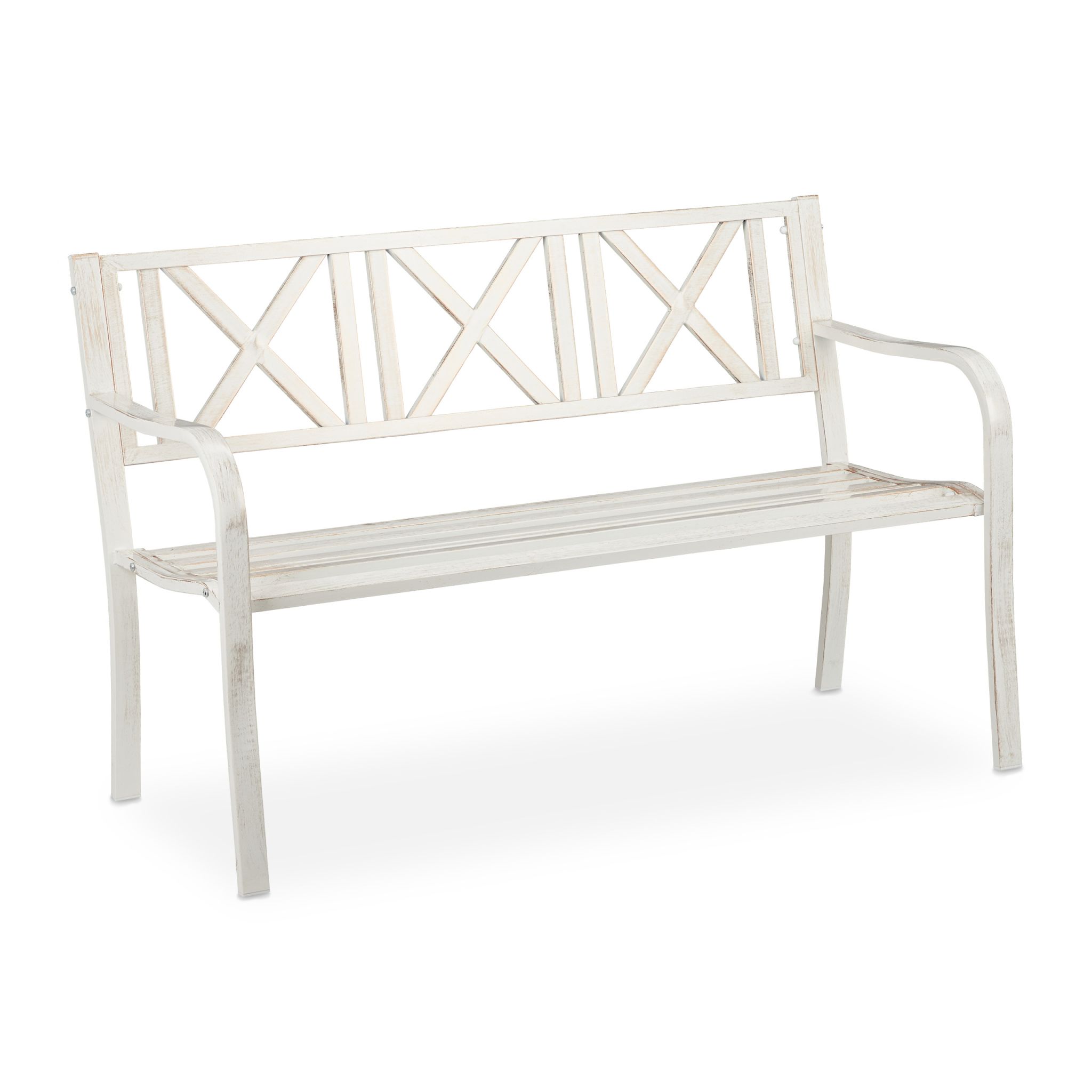 Gartenbank Metall Weiss-Gold