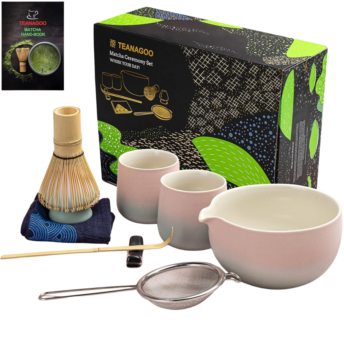 Matcha Set Rosa mit Ausgiessschale 9-tlg.