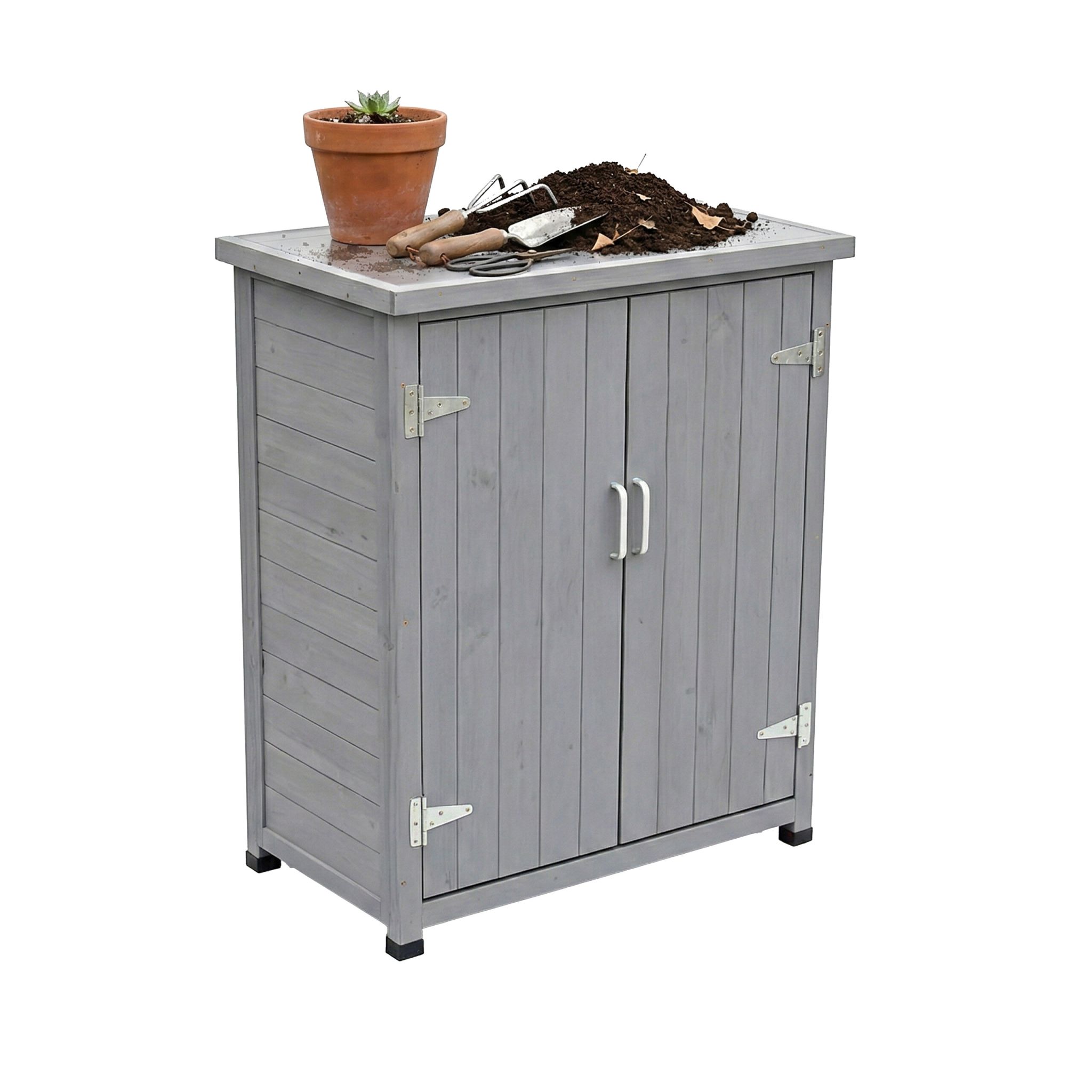 Pflanztisch mit Unterschrank Schwarz-Silber-Grau