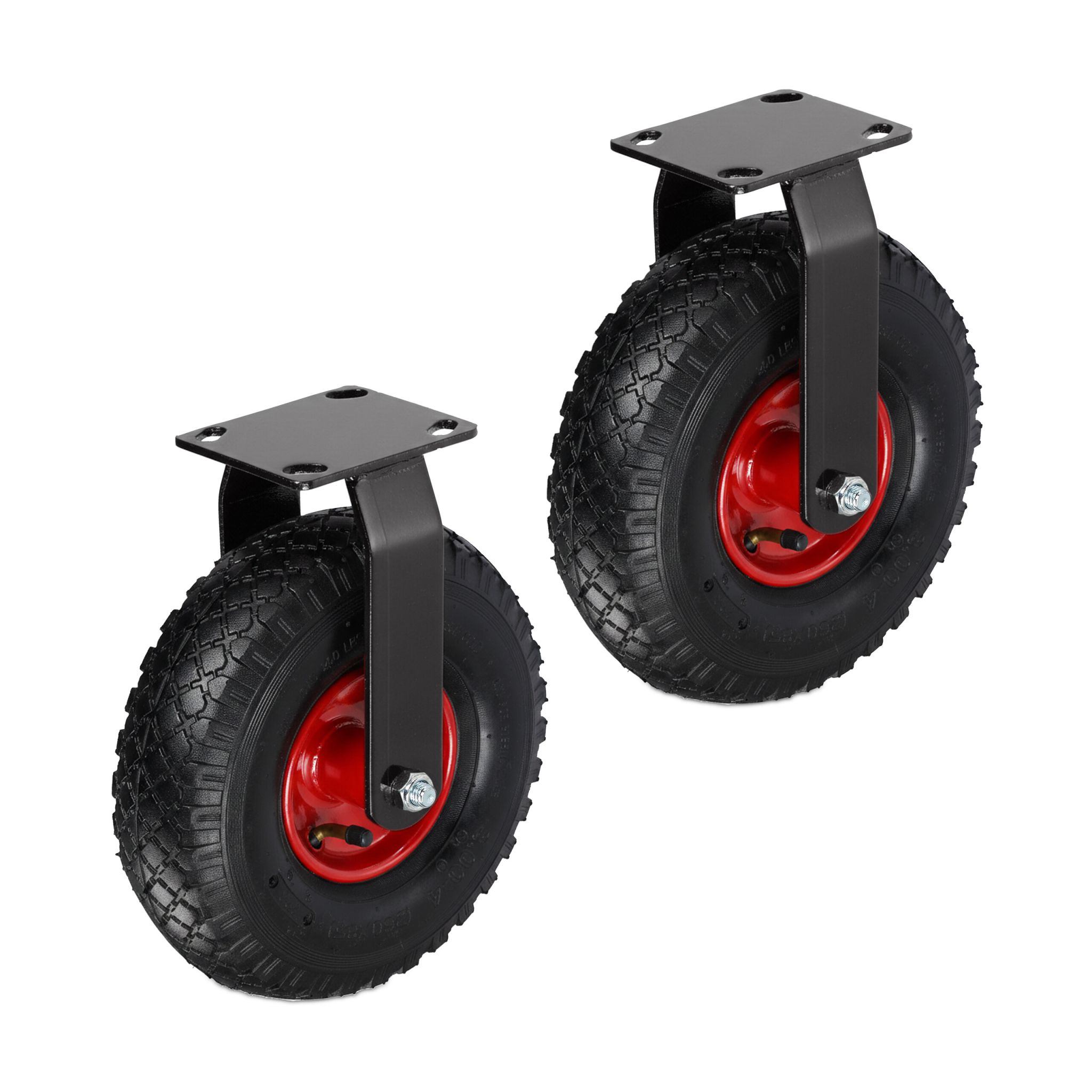 Bockrolle 3.00-4 2er-Set Rot-Schwarz