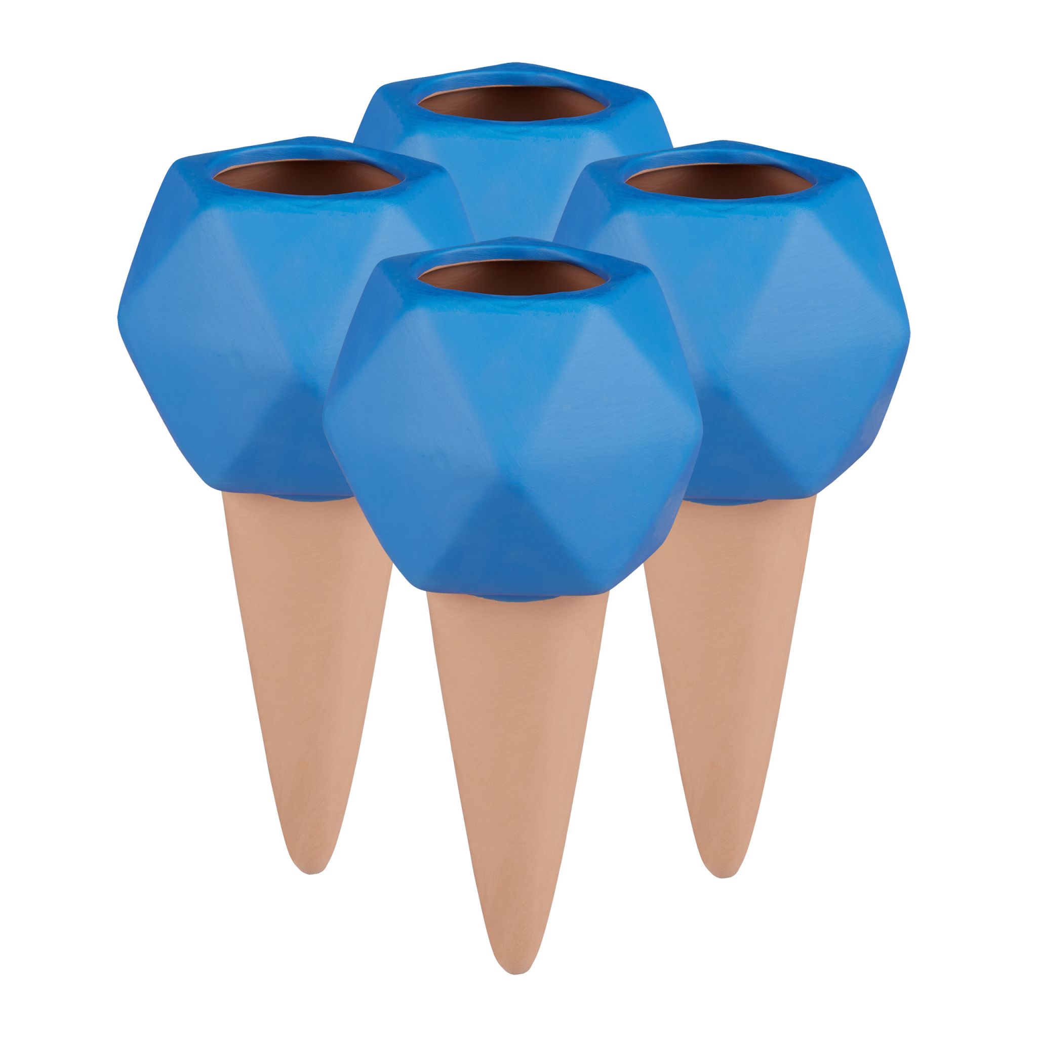 Tonspitzen Bewässerung blau 4er-Set Blau-Hellbraun