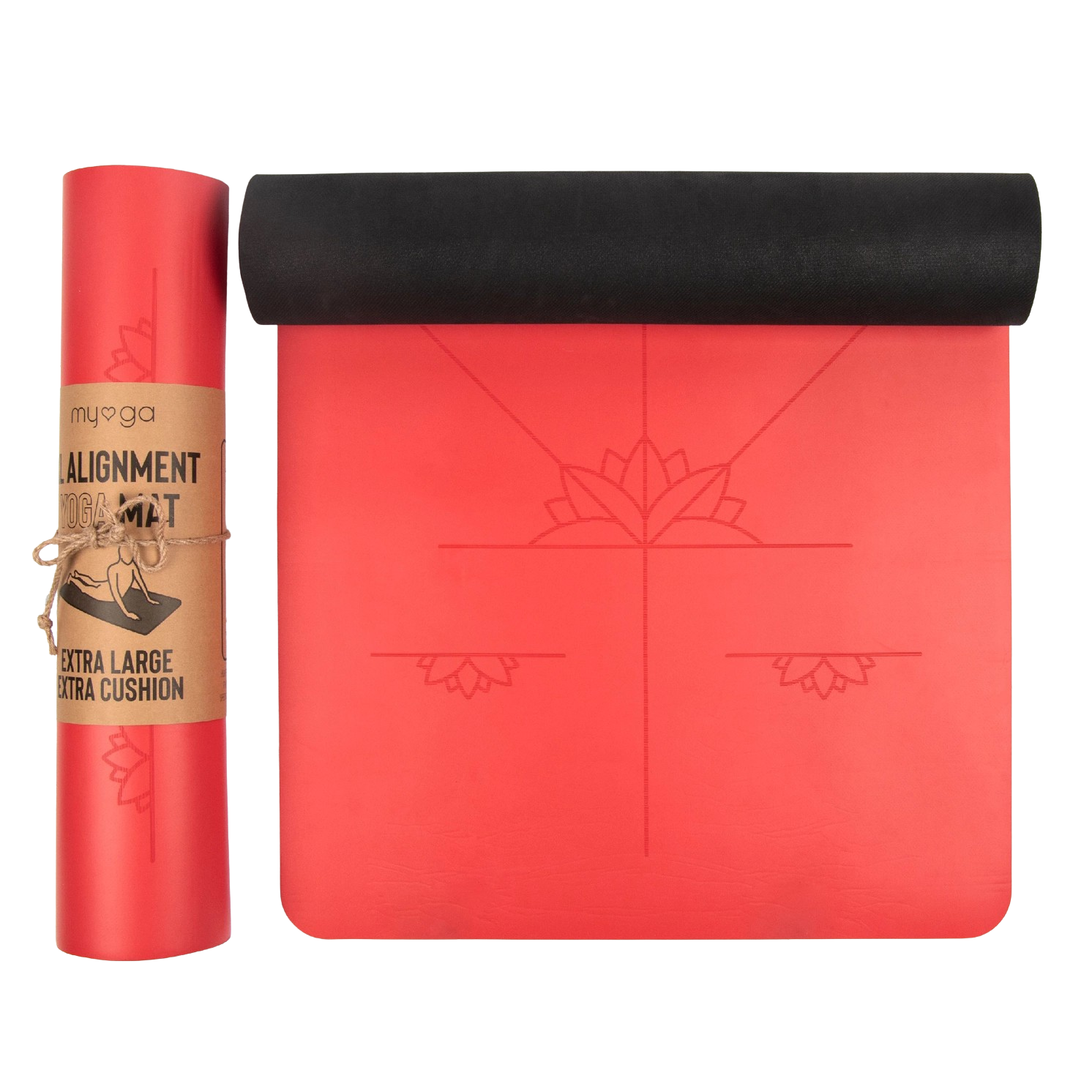 Ausrichtungs Yogamatte Extra Gross Rot