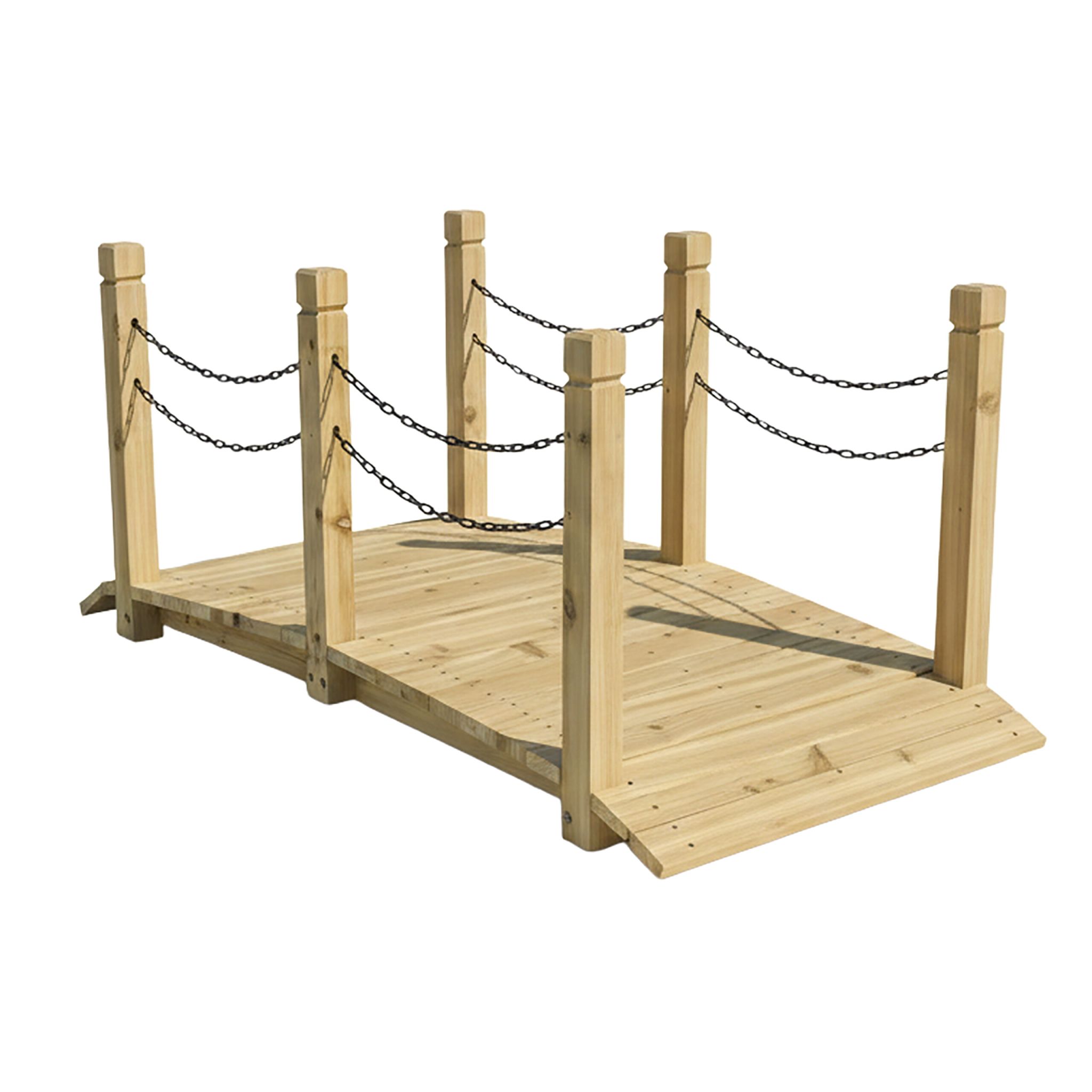 Garten Brücke mit Ketten Hellbraun-Schwarz