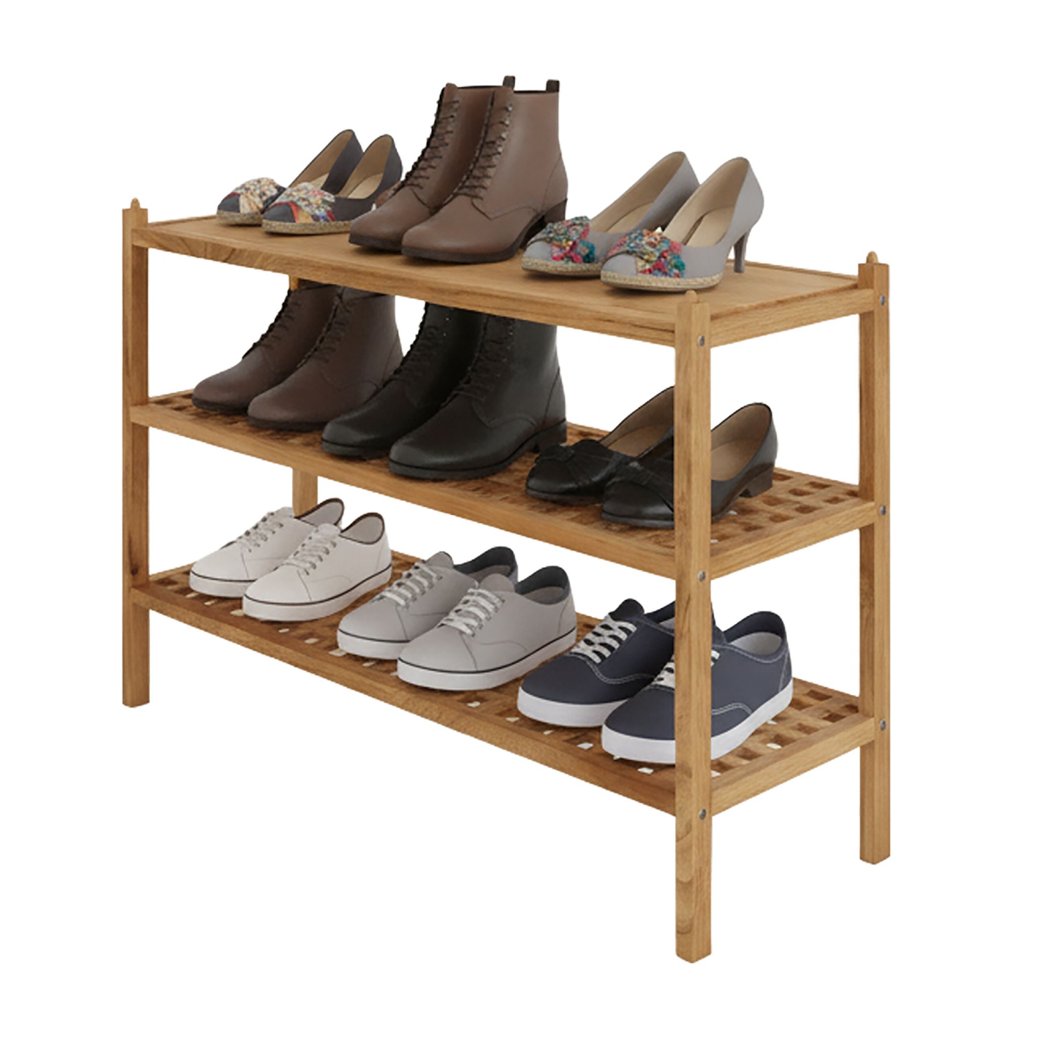 Schuhregal Walnuss mit 3 Ebenen Hellbraun