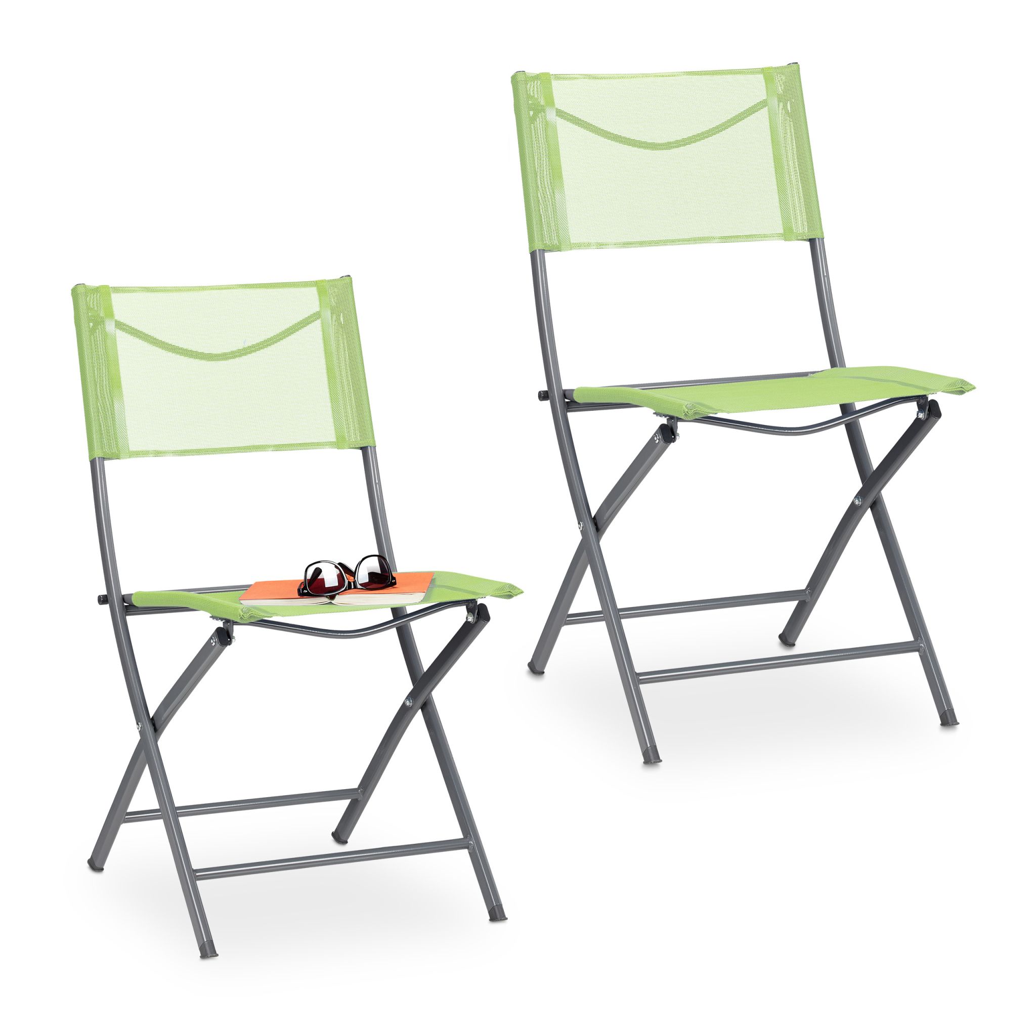 Klappbarer Gartenstuhl 2er-Set grün Grün-Silber
