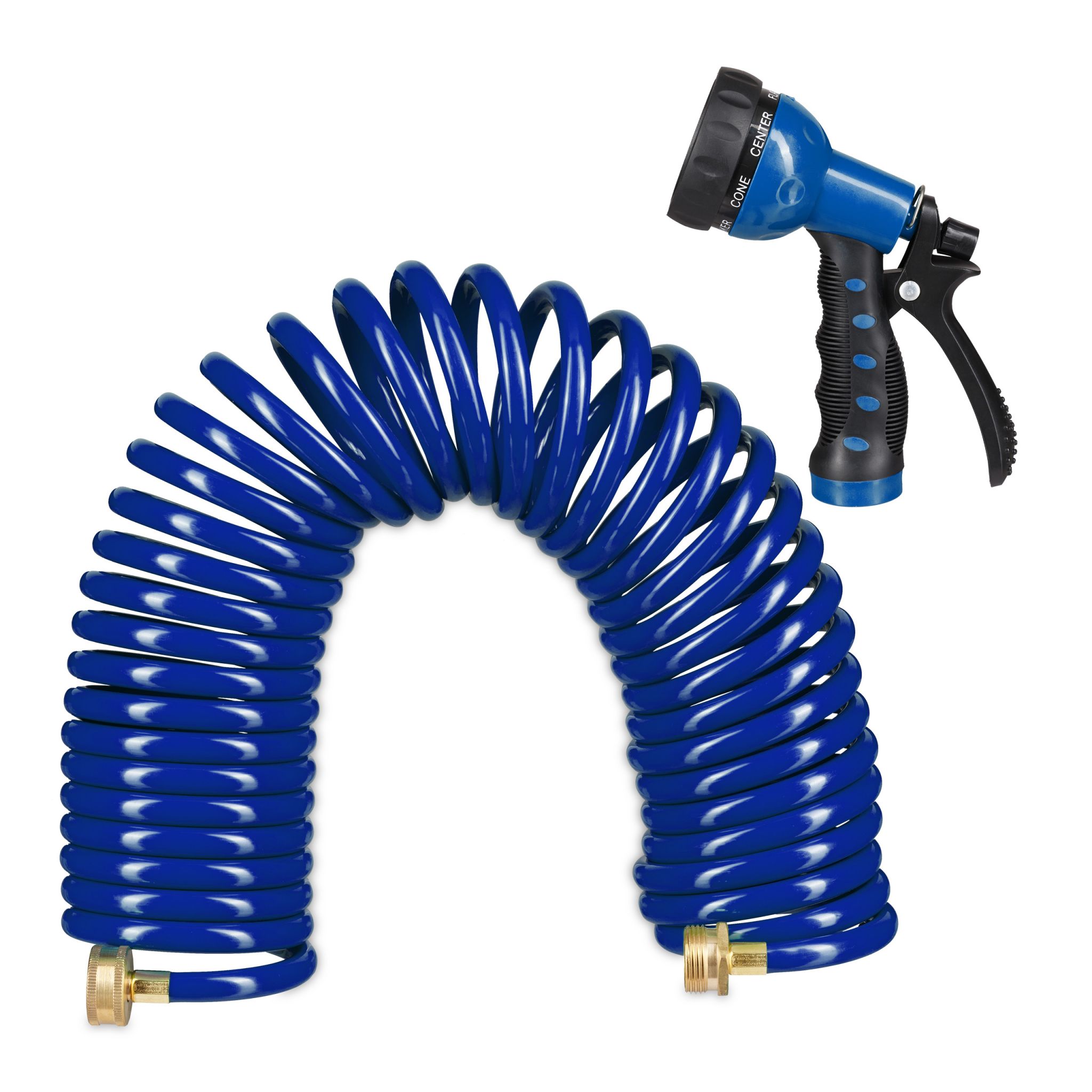 Wasser Spiralschlauch mit Brause 10 m Blau-Schwarz