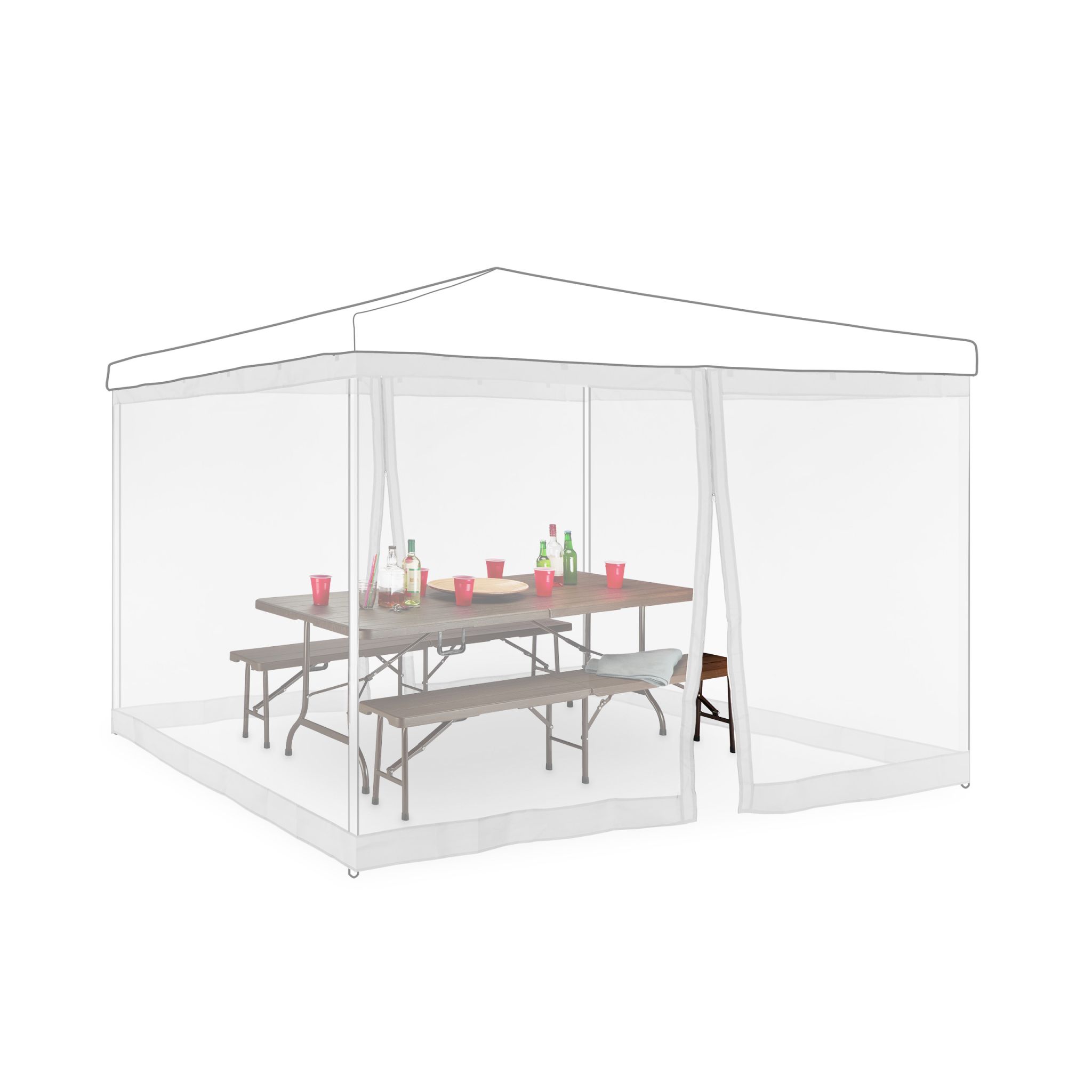 Moskitonetz für 3x3m Pavillon weiss Weiss