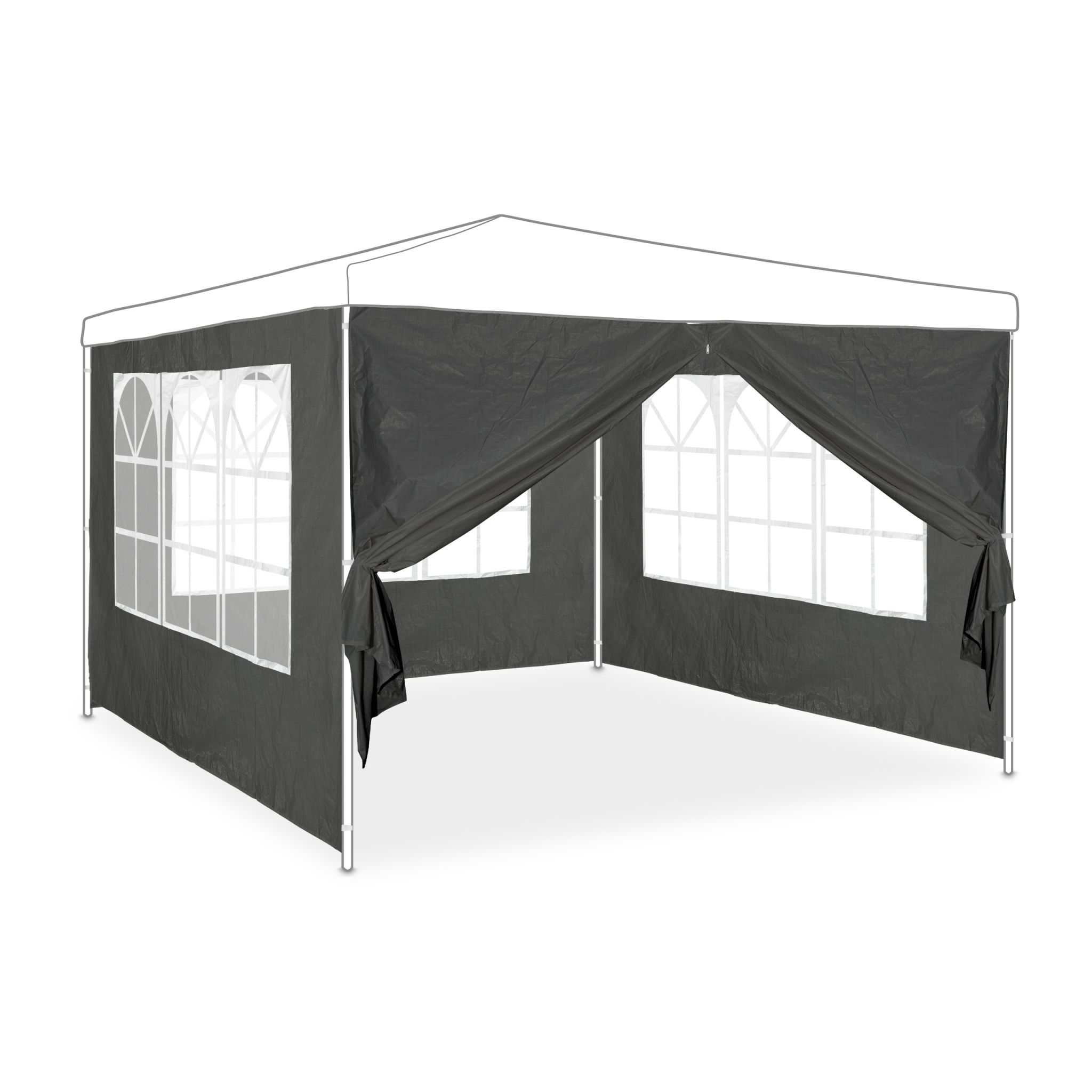 Pavillon Seitenwand 4er-Set - Grau Weiss-Transparent-Grau