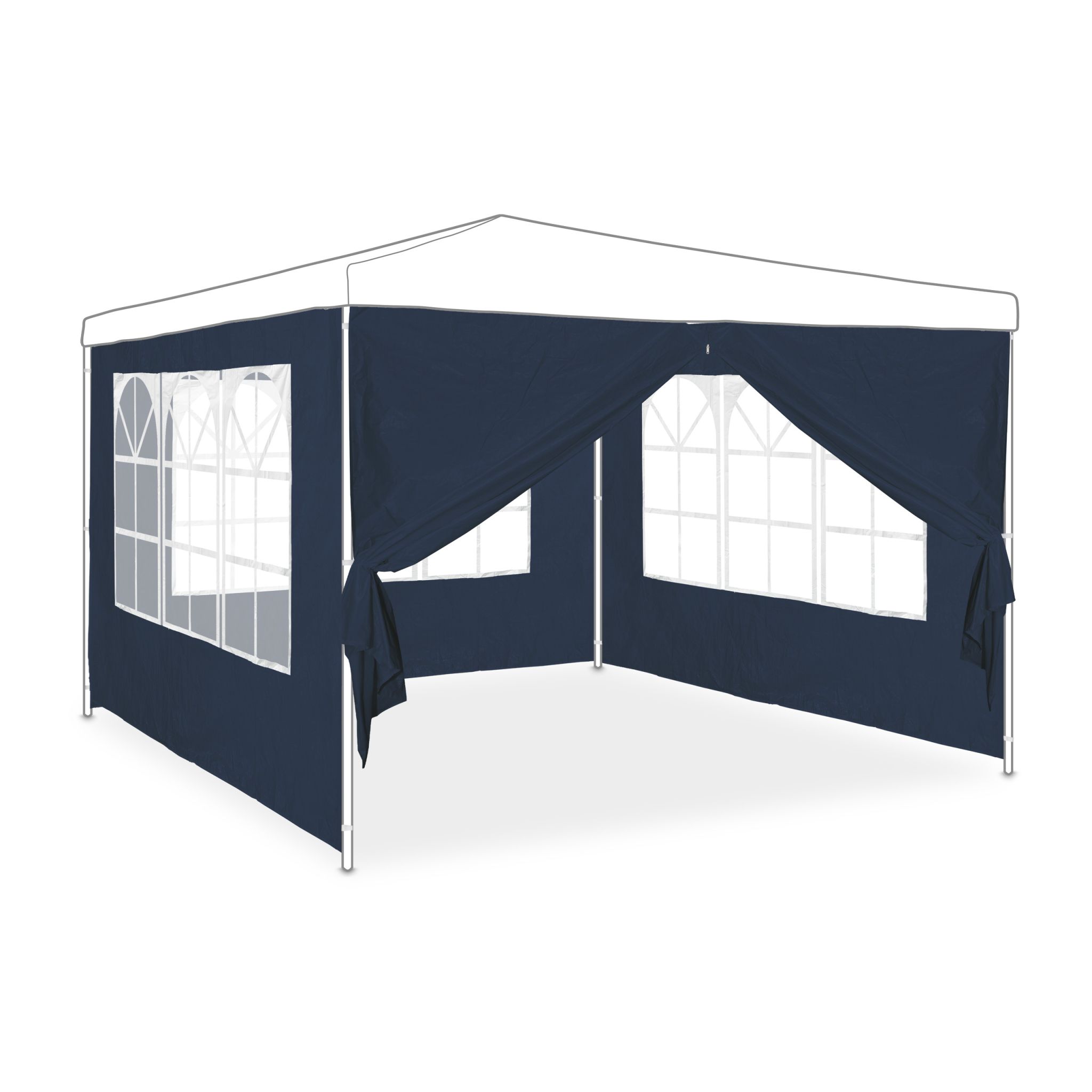Pavillon Seitenwand 4er-Set Weiss-Blau-Transparent