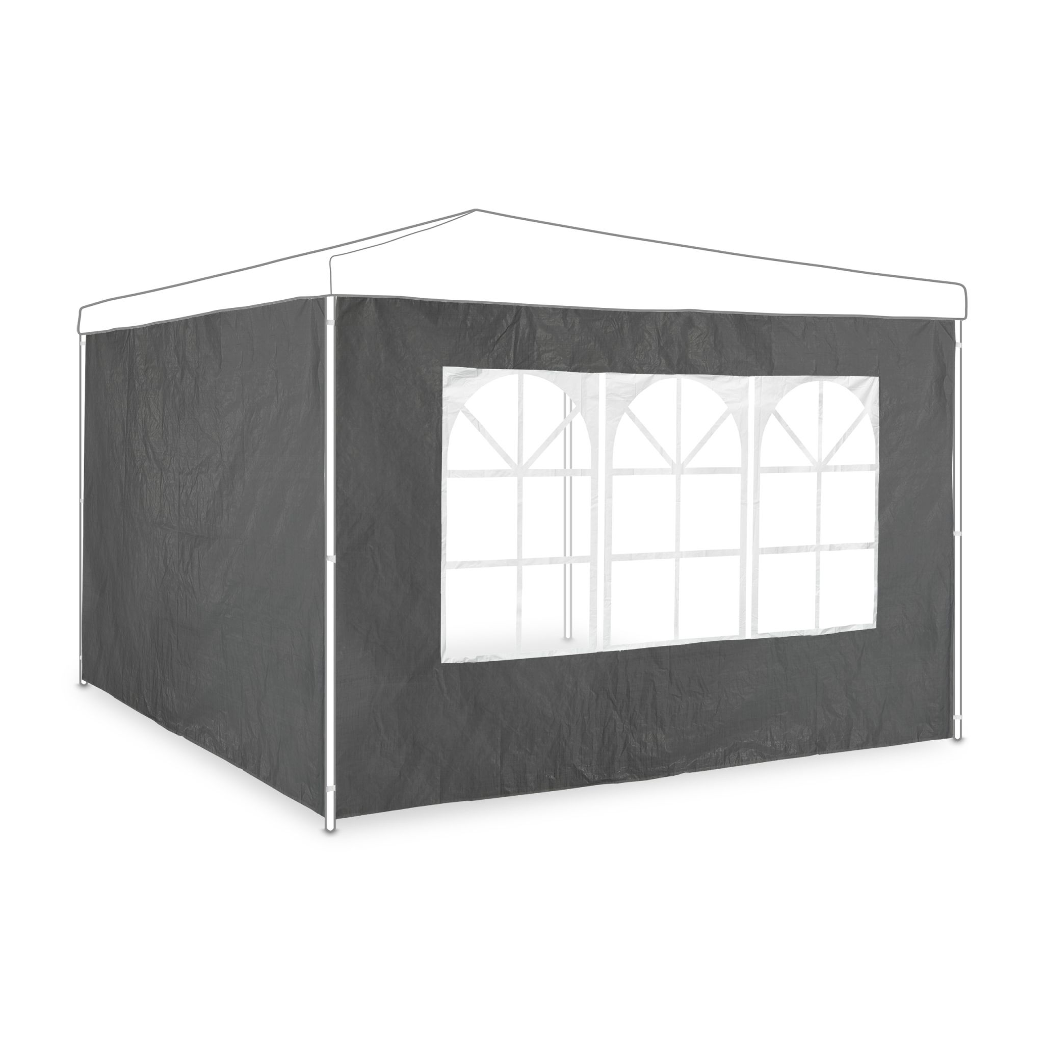 Pavillon Seitenwand 2er-Set grau Weiss-Transparent-Grau