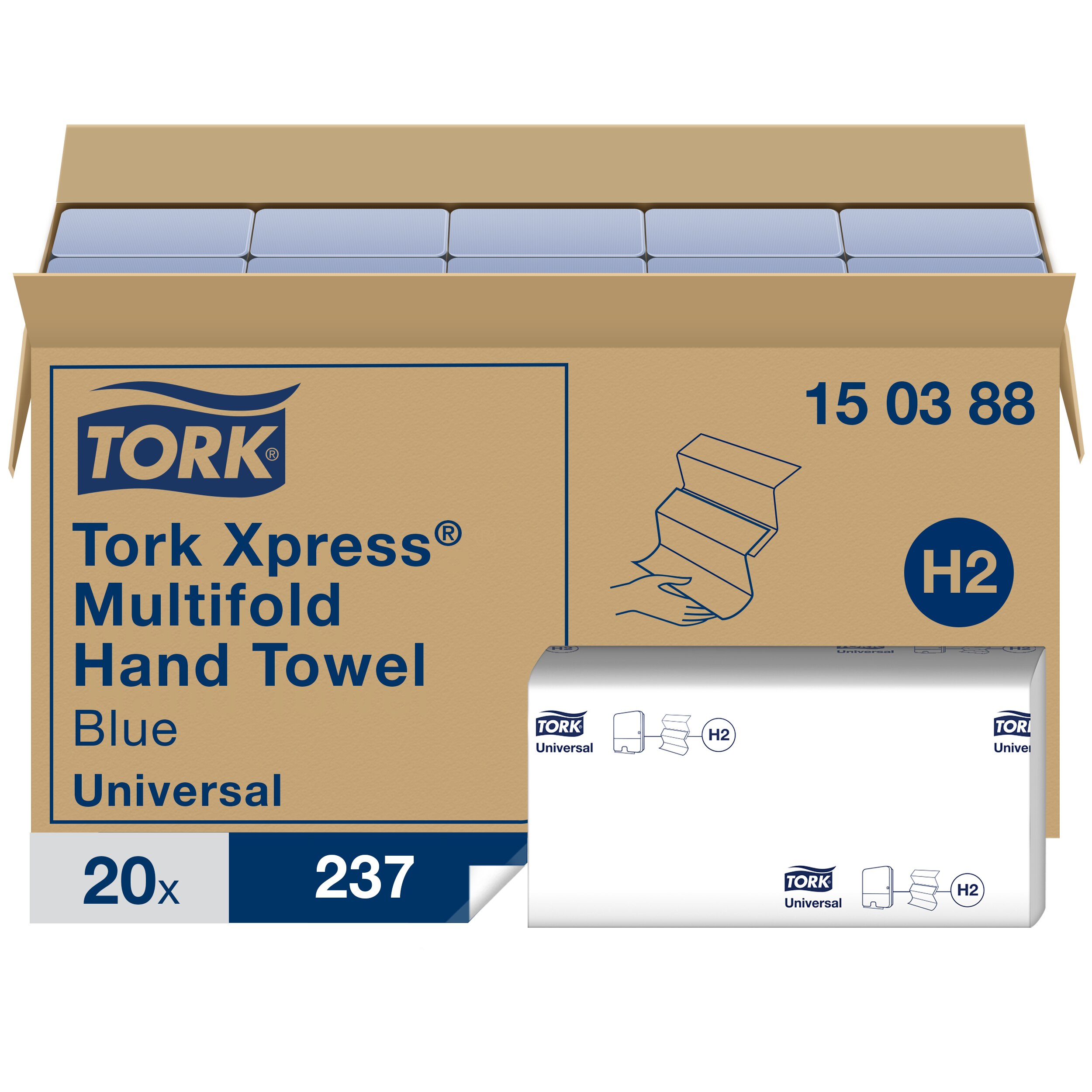Tork Håndark Multifold 2 lag - 20 pk x 237 ark/krt