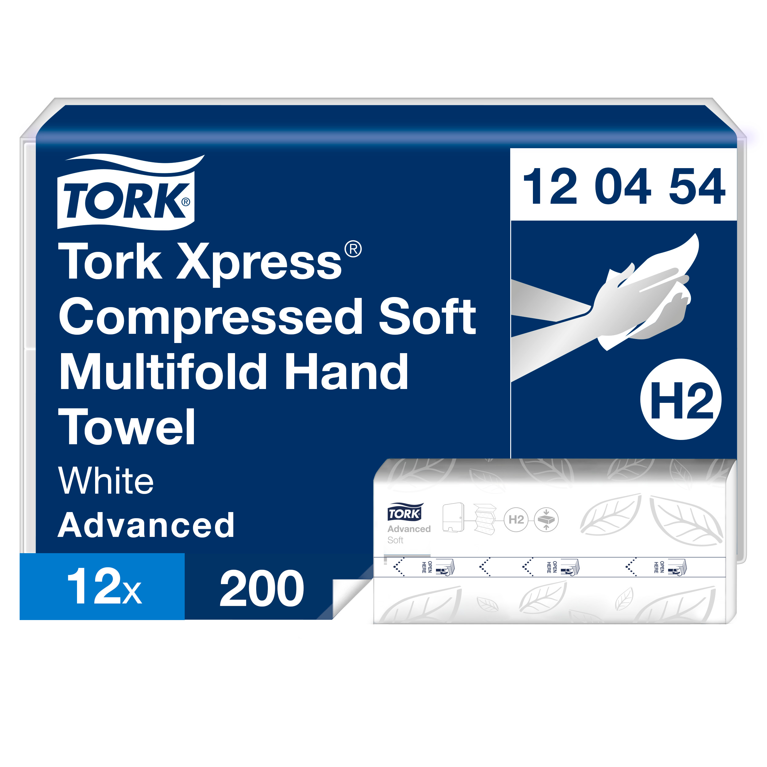 Tork Håndark H2 W-Fold 2-lag FSC Hvid - 12 pk x 200 ark/krt