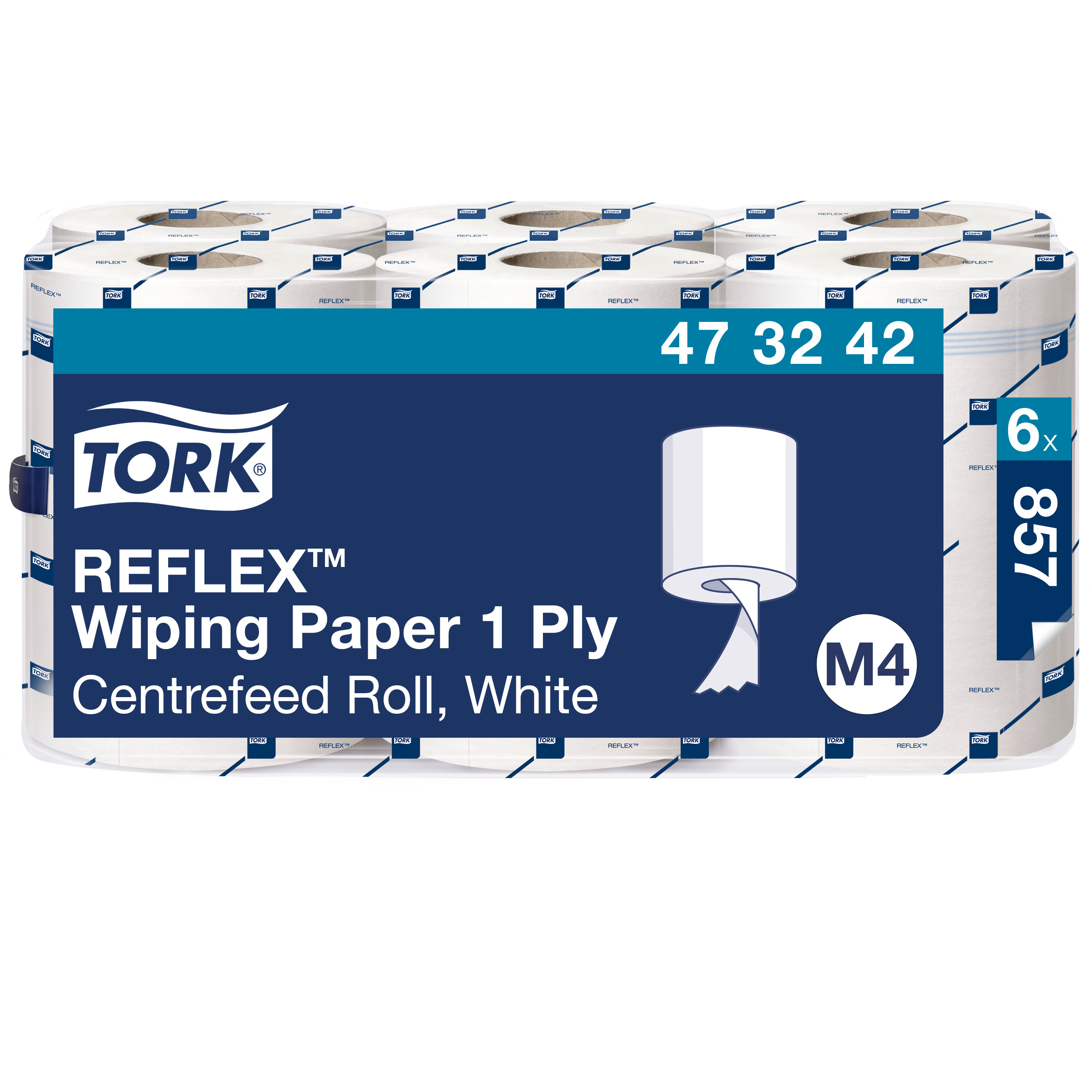 Tork Håndklæderulle Reflex 1-lag, hvid - 6 Rl/krt