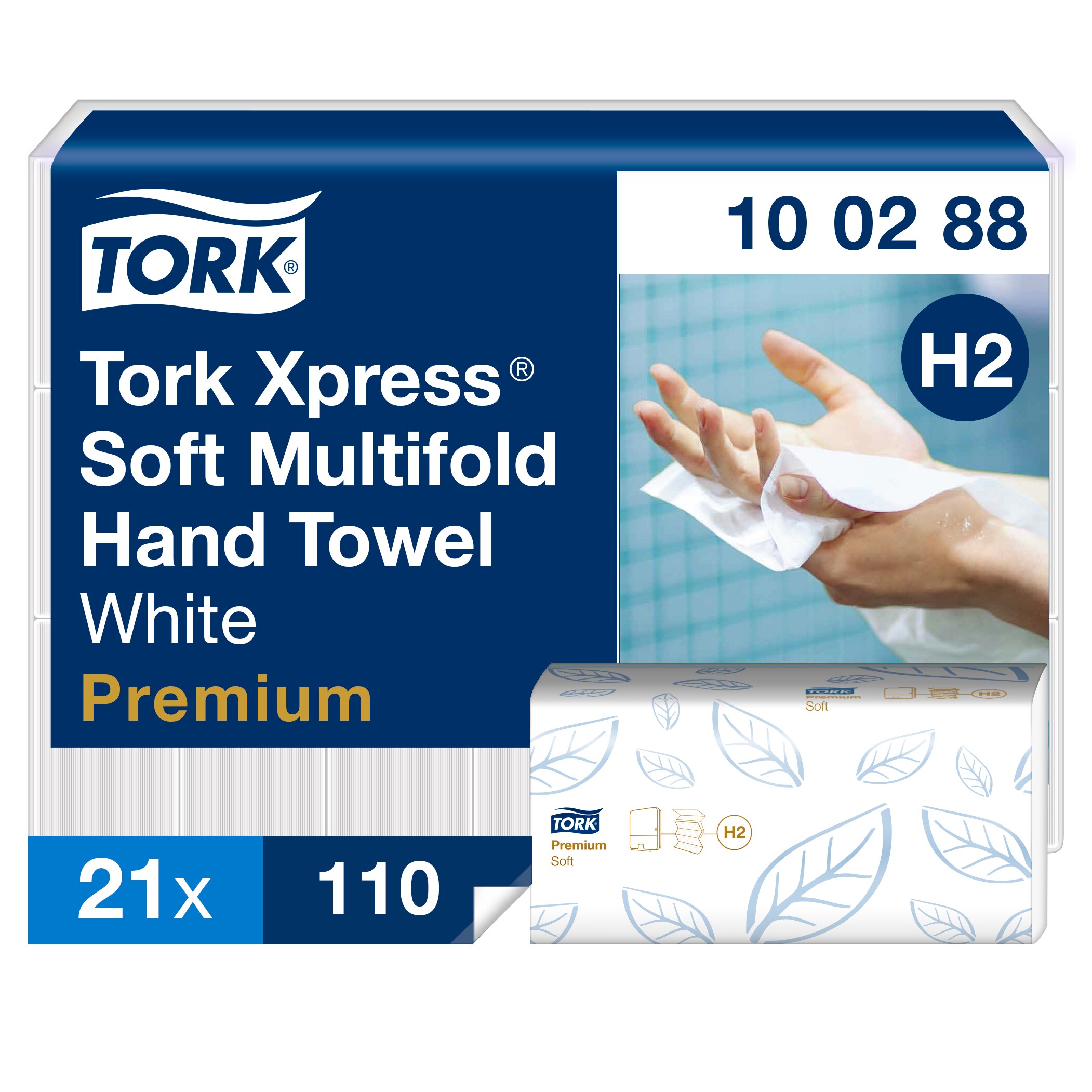 Tork H2 Premium Soft 4-foldet Hvid 21 pk. x 110 Stk/krt.