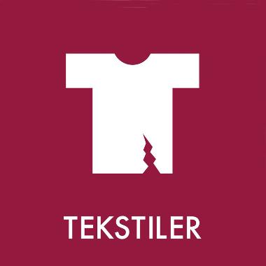 Piktogram til affaldssortering 12 x 12 cm, tekstiler - 1 stk