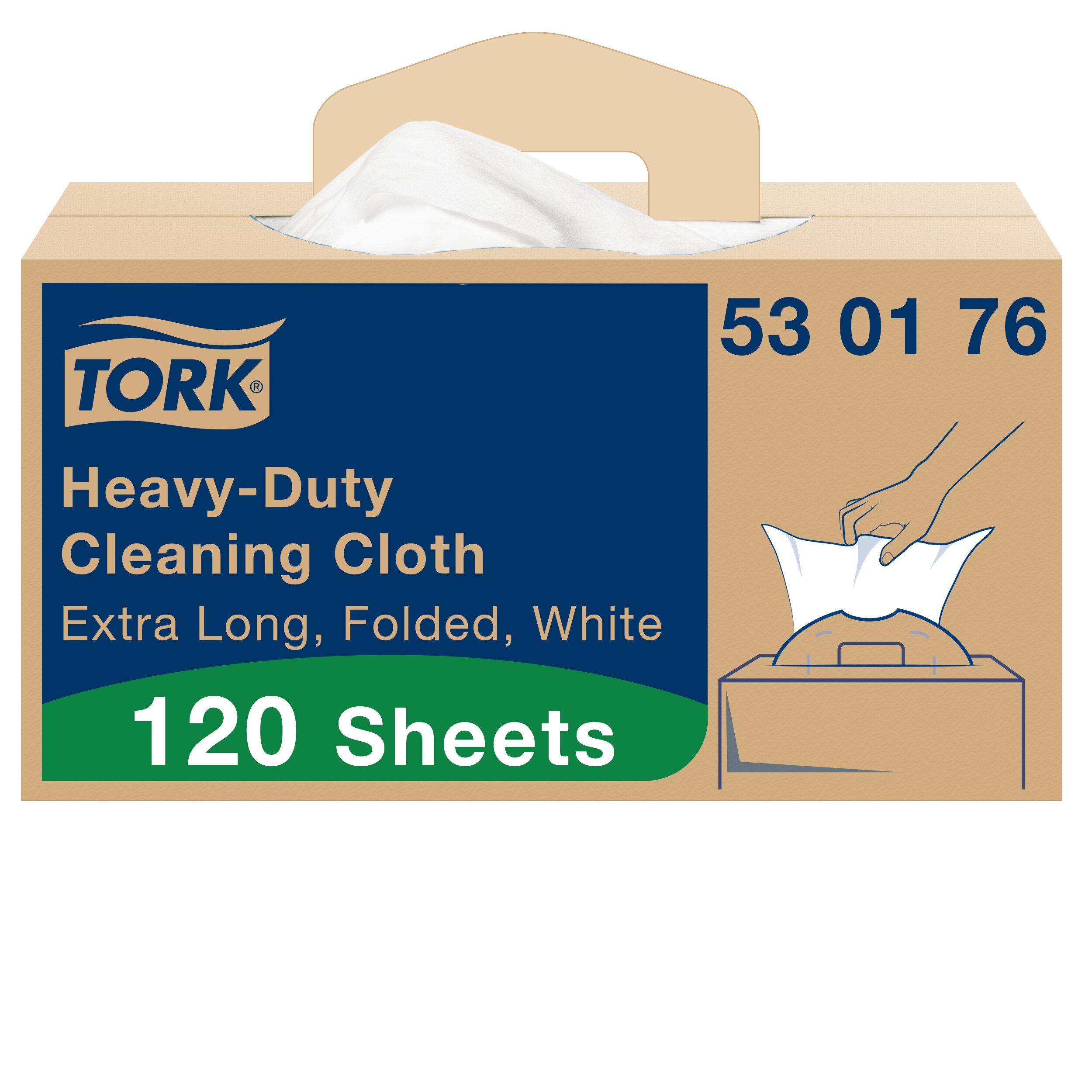 Tork W7 Aftørringsklud Kraftig Hvid Extra Lang - 120 stk/krt