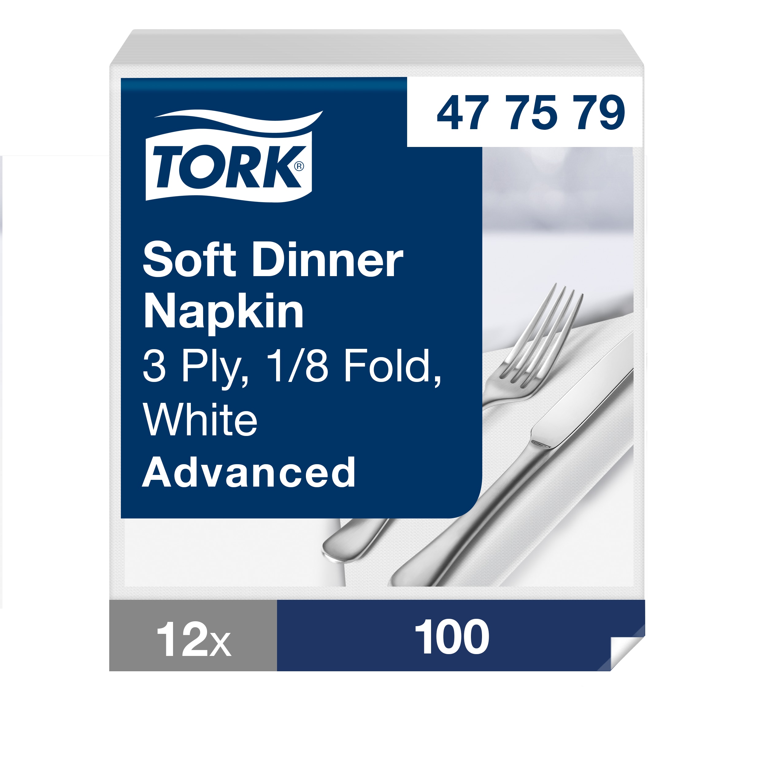 Tork Middagsserviet 39 x 39 cm 3-lag Hvid - 100 stk/pk
